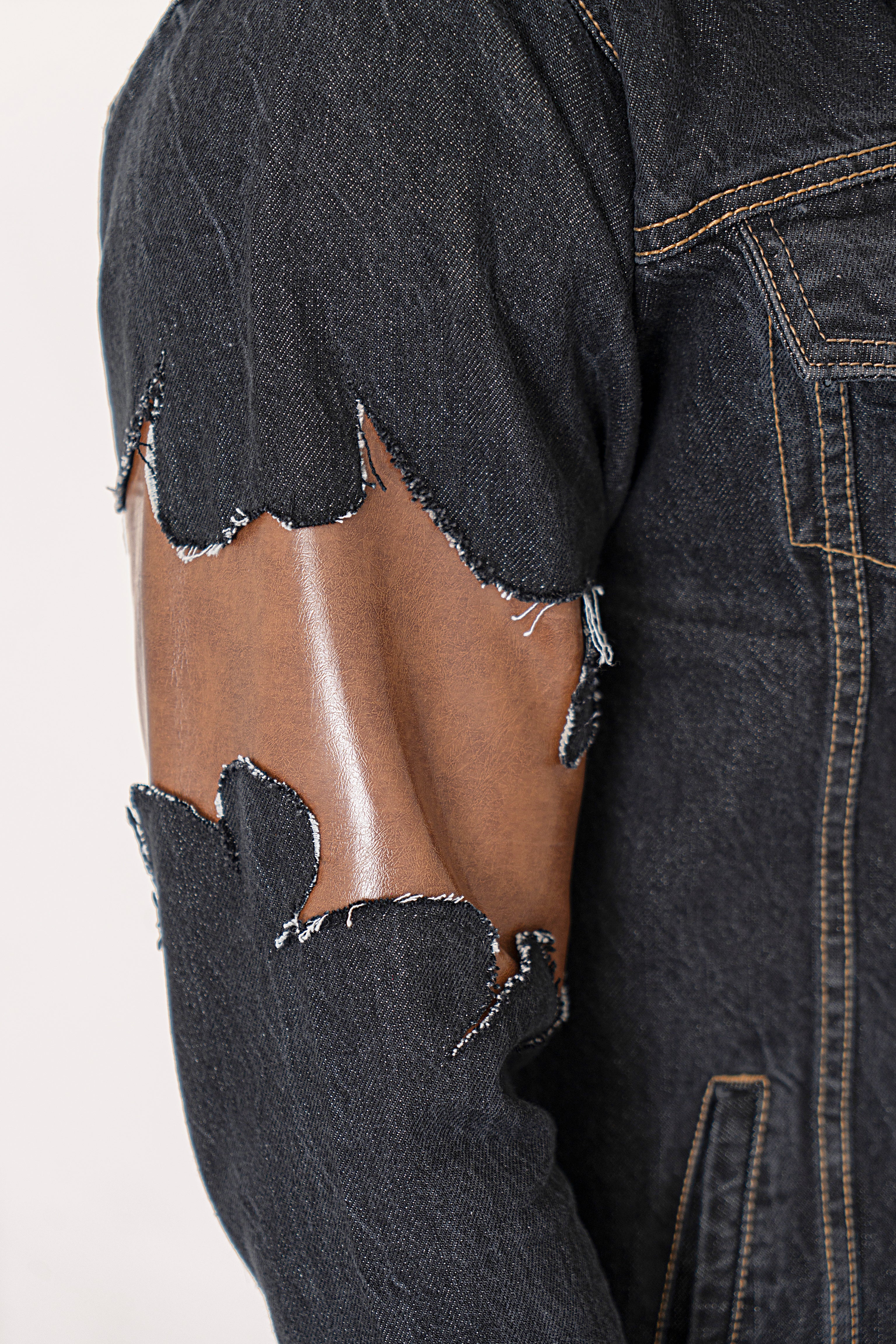 Leather Remix Denim Jacket
