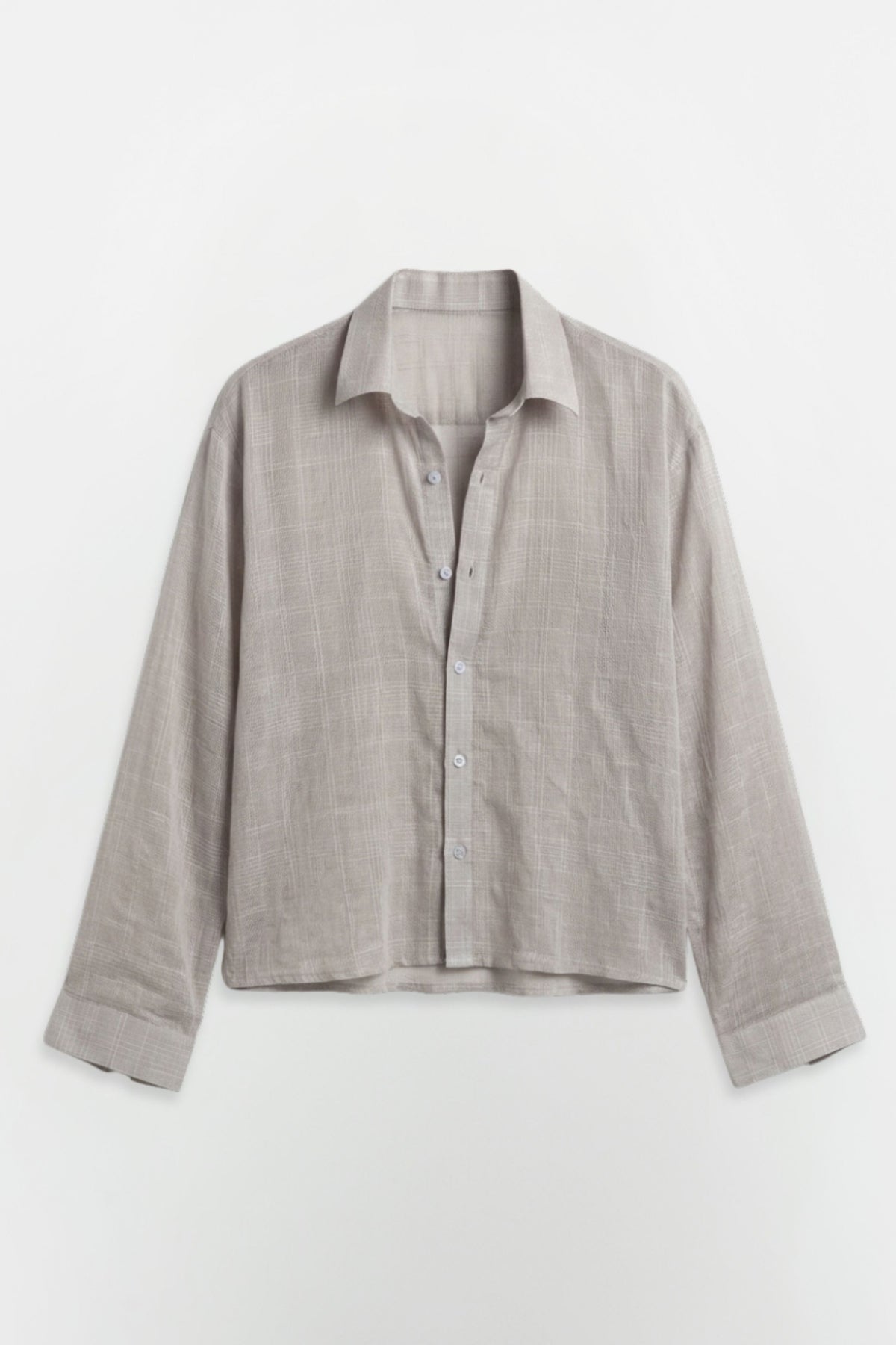 SOLÉA Grey Check Cropped Shirt