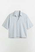 SOLÉA Sea Striped Cropped Shirt - Half Sleeves