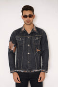 Leather Remix Denim Jacket
