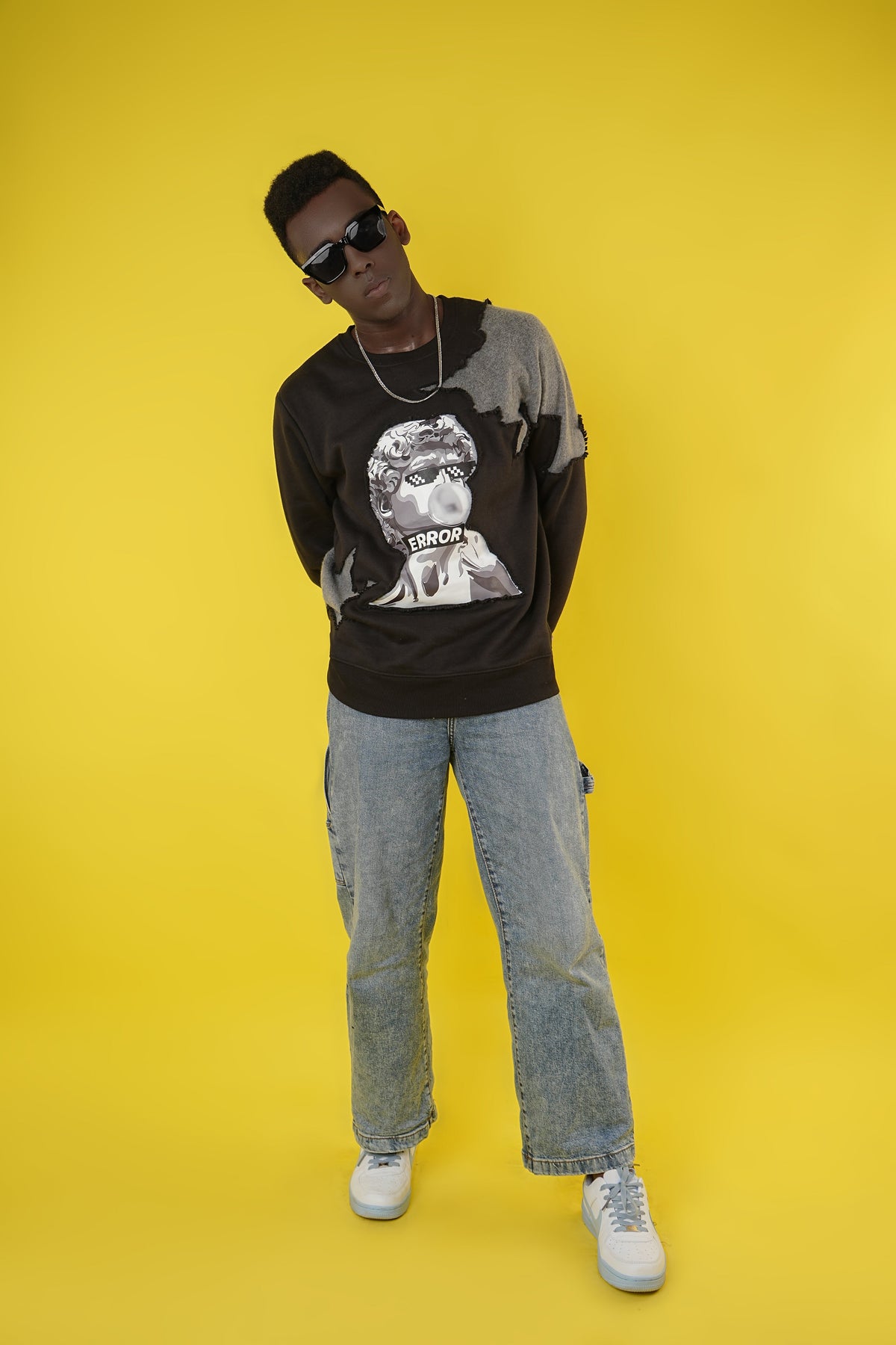"Chill in Error" Patchwork Sweatshirt