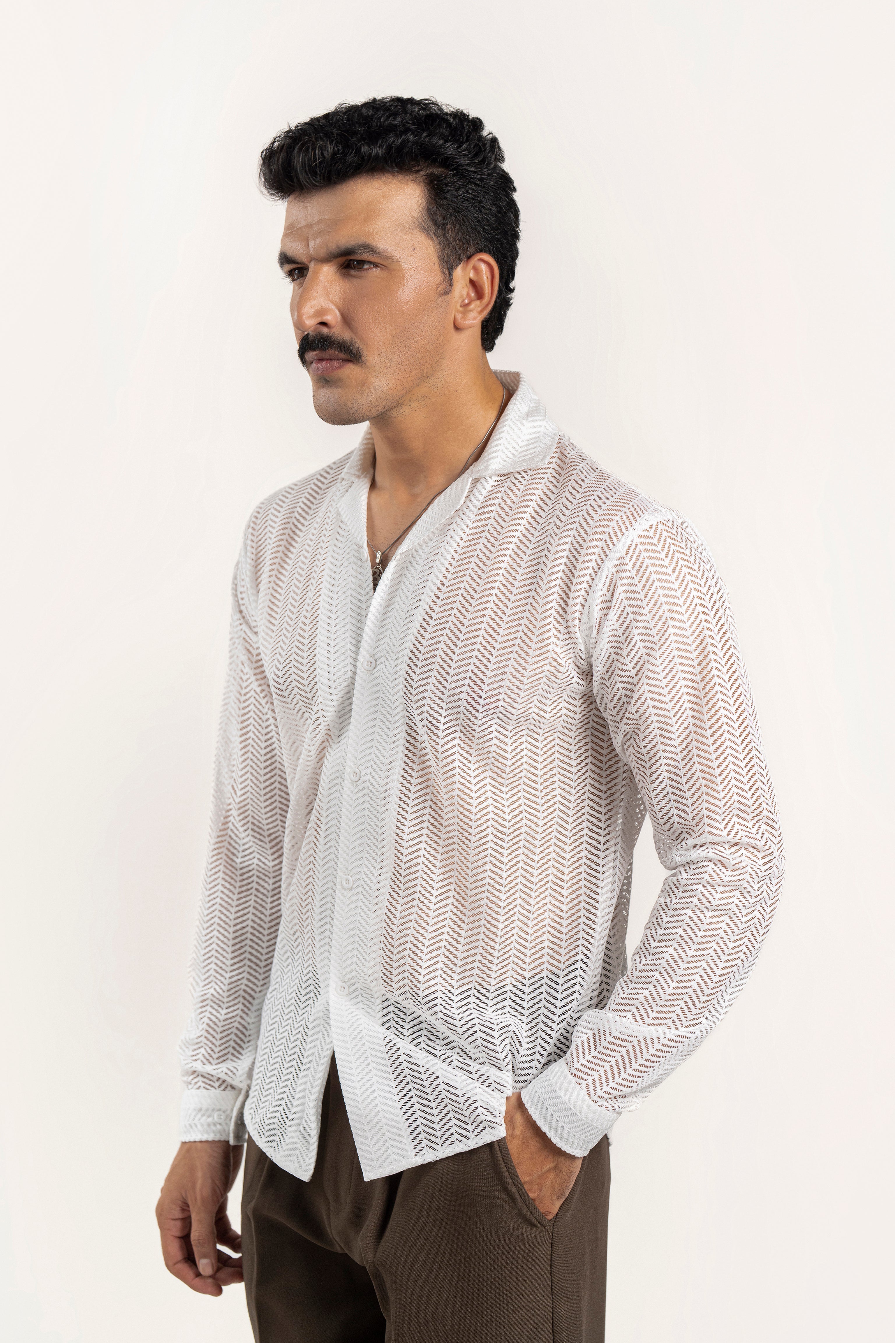 Threadline White Crochet Shirt