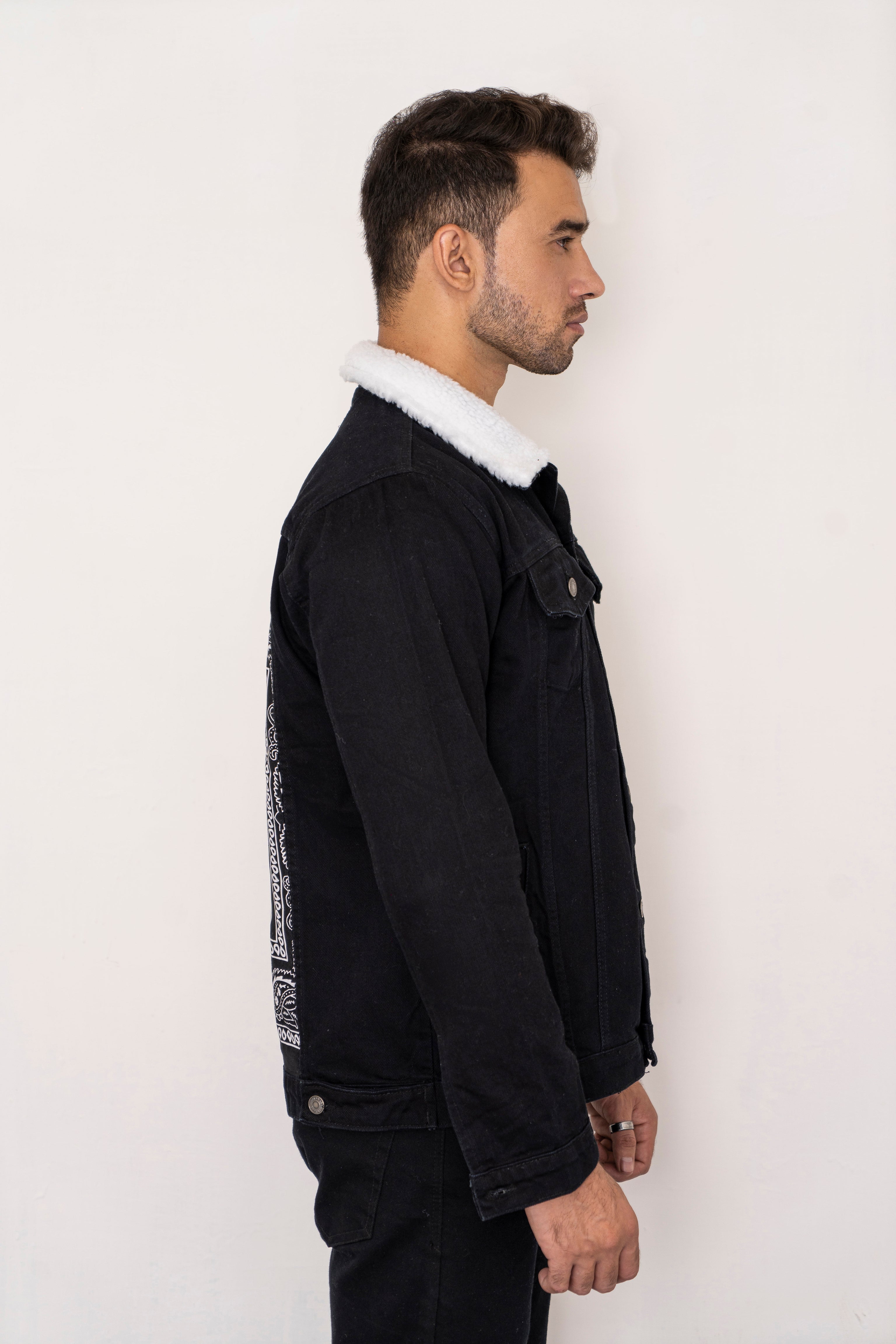 Black Bandana Denim Jacket