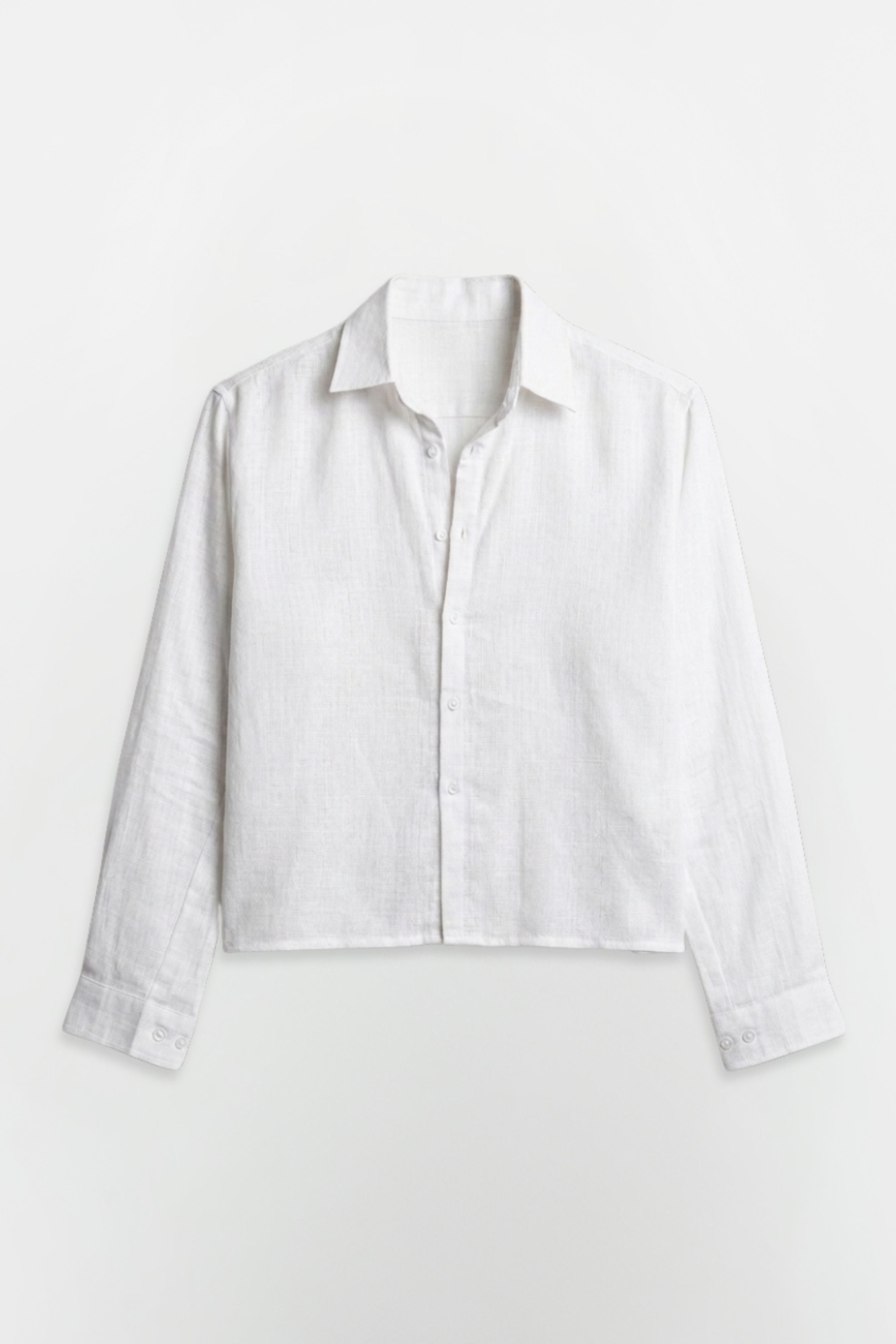 SOLÉA White Textured Cropped Shirt