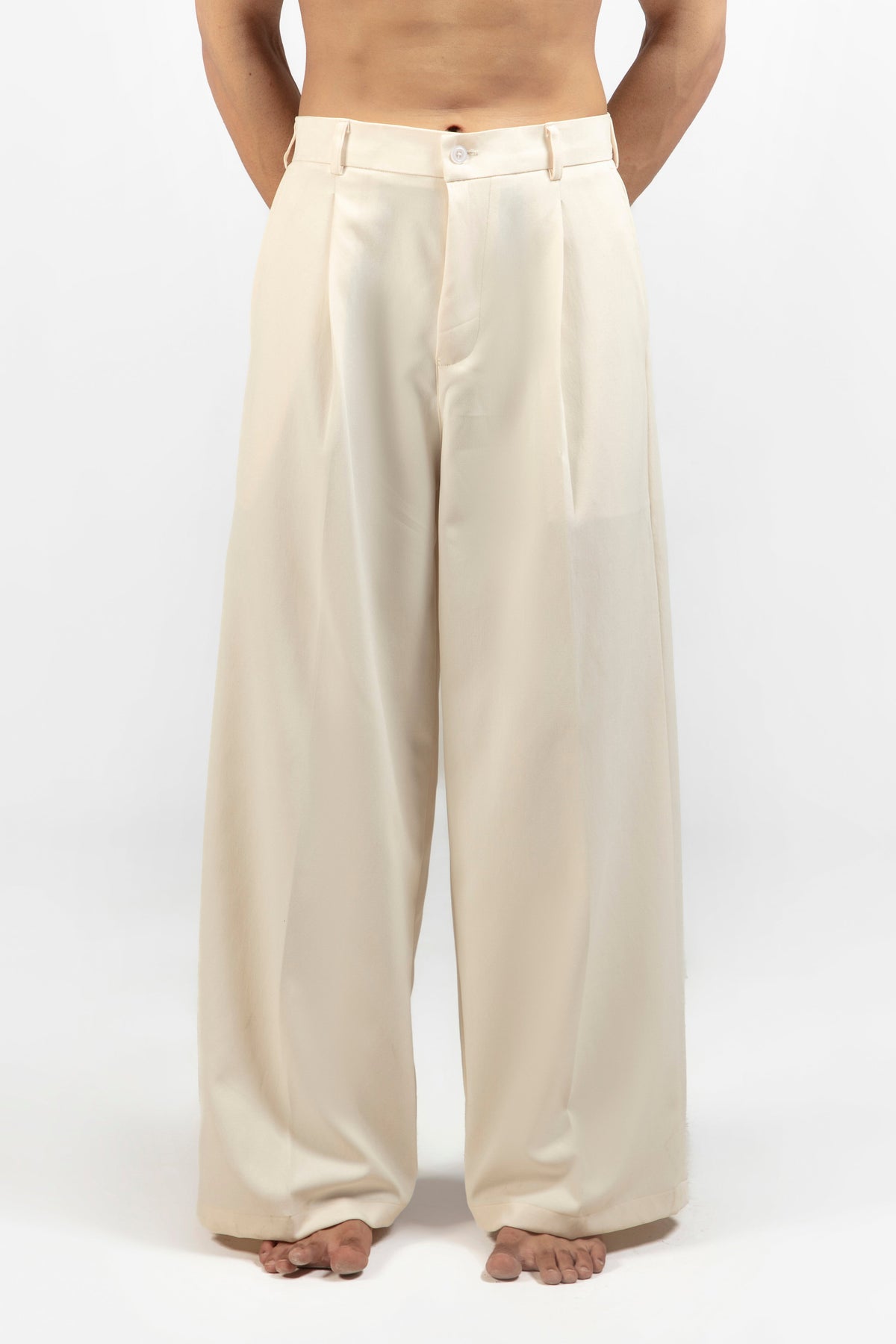 SOLÉA Beige Baggy Pleated Pants