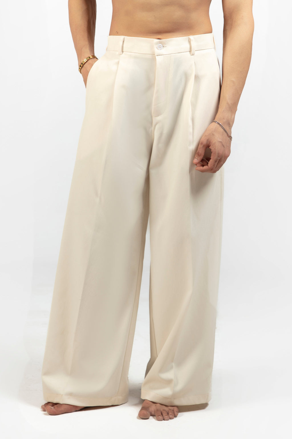 SOLÉA Beige Baggy Pleated Pants