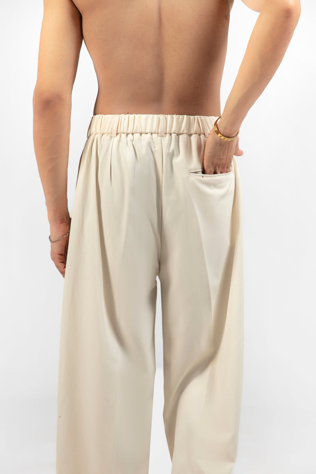 SOLÉA Beige Baggy Pleated Pants