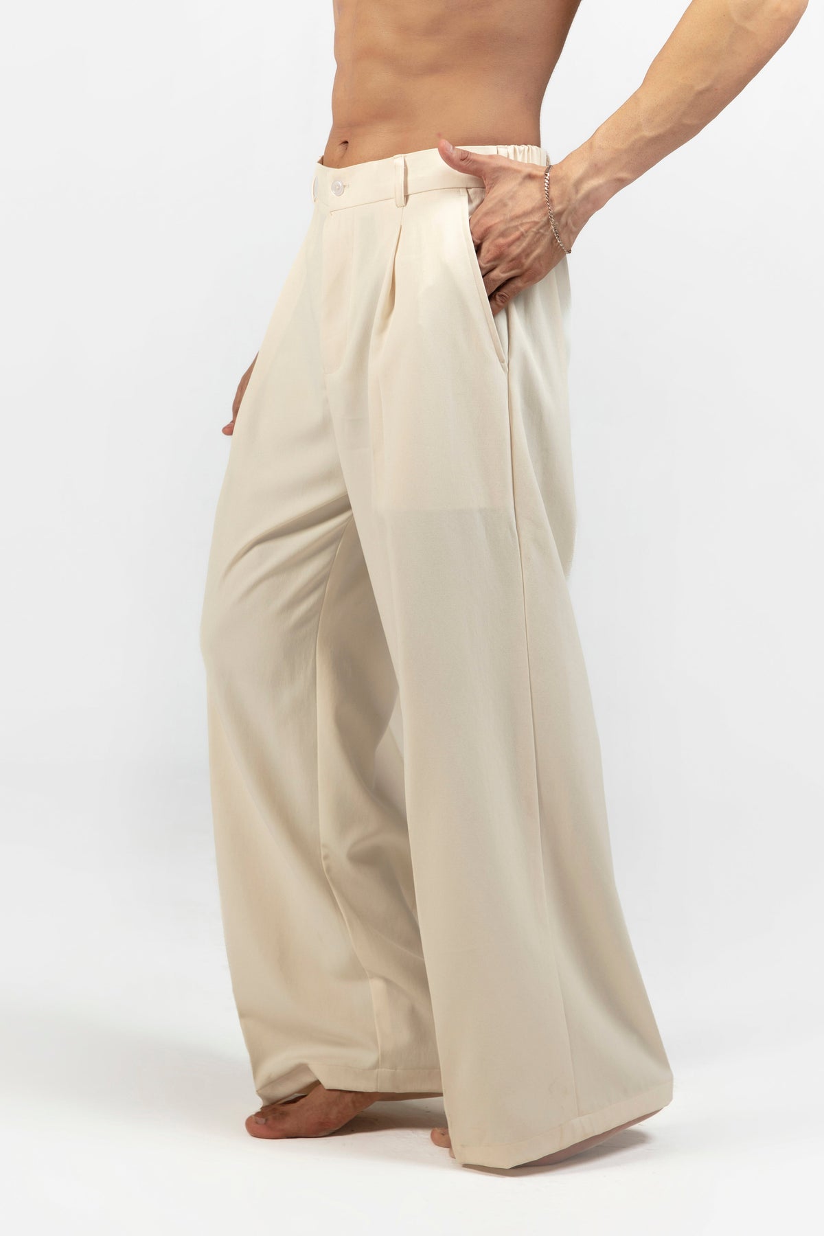 SOLÉA Beige Baggy Pleated Pants