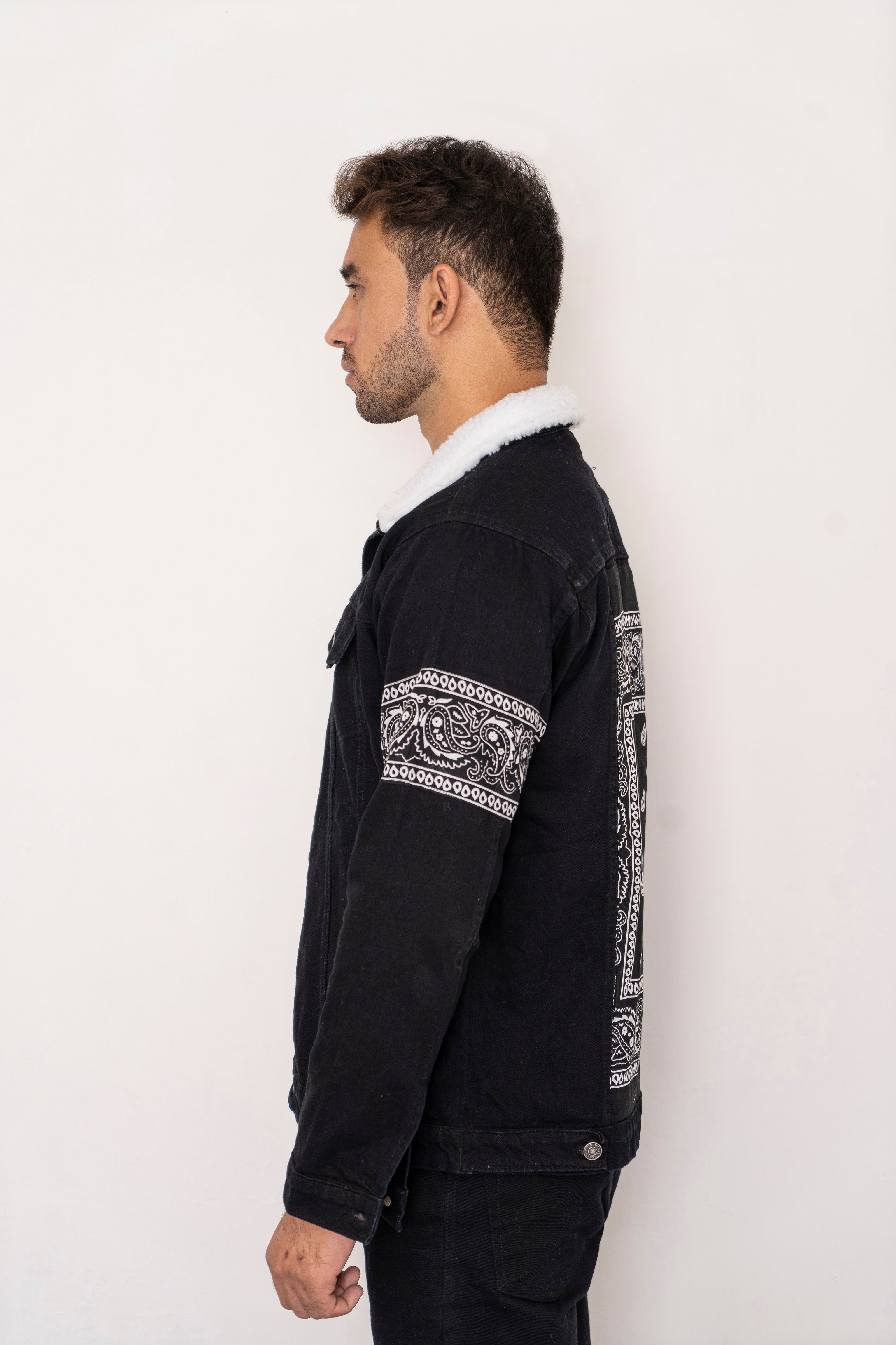 Black Bandana Denim Jacket
