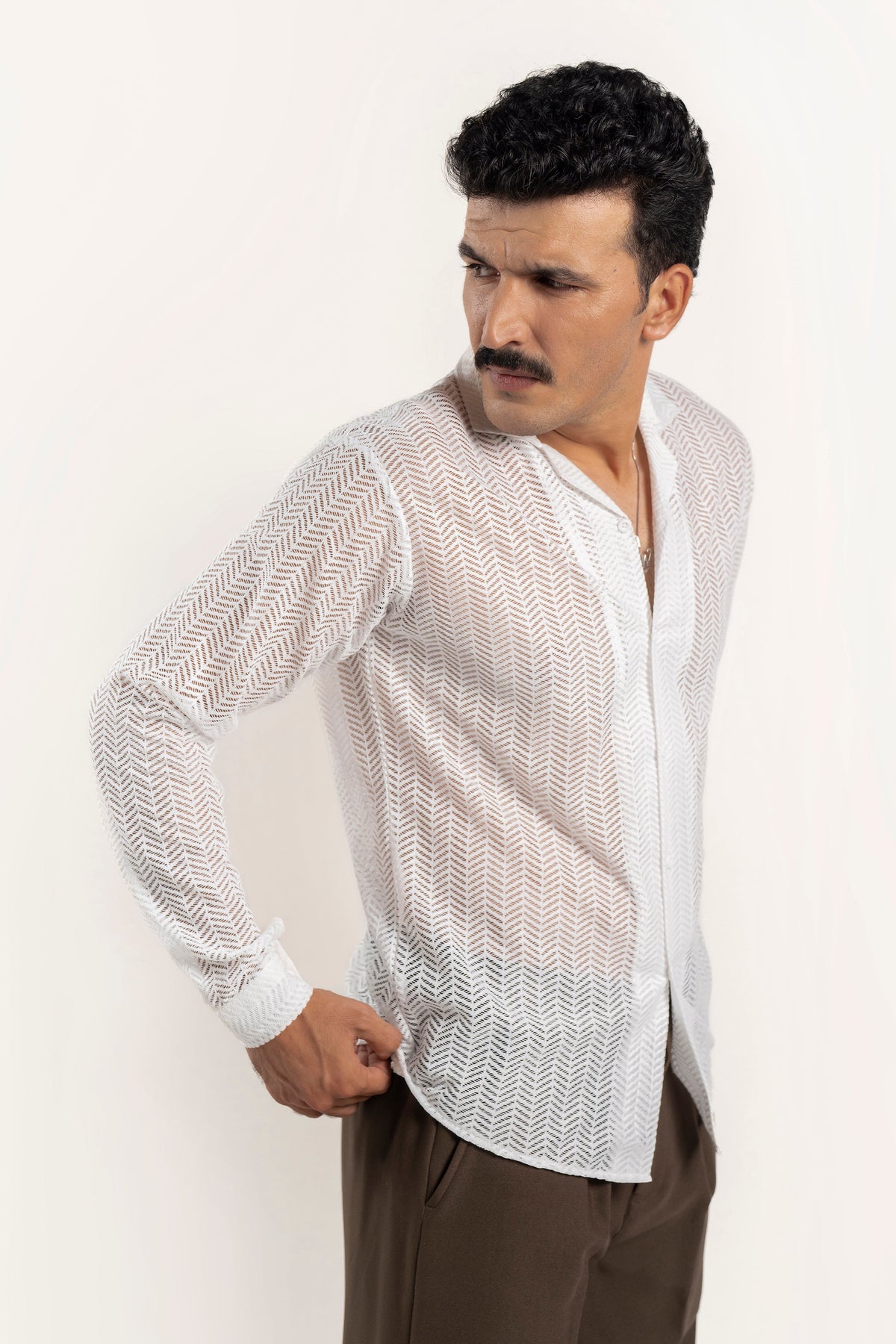Threadline White Crochet Shirt