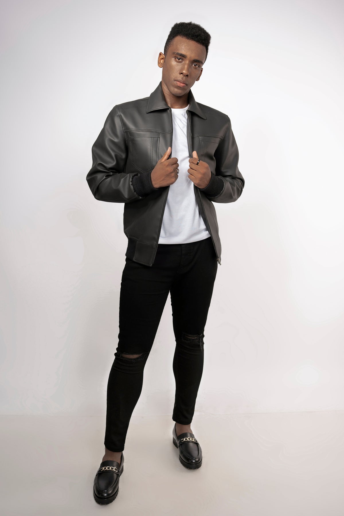 ThreadCrafted Faux Leather Jacket