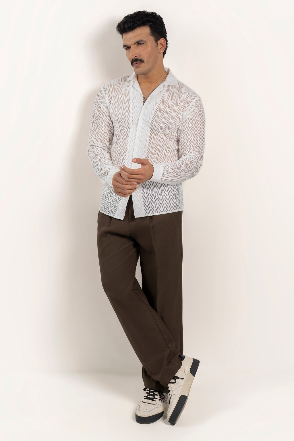 Threadline White Crochet Shirt