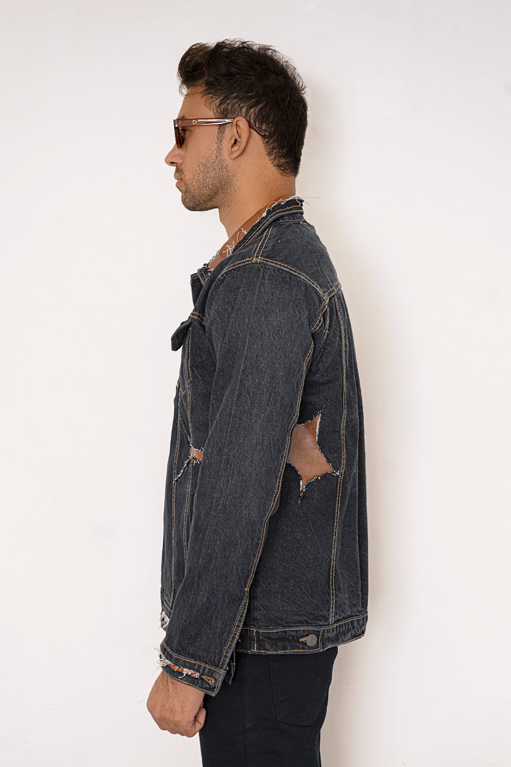 Leather Remix Denim Jacket