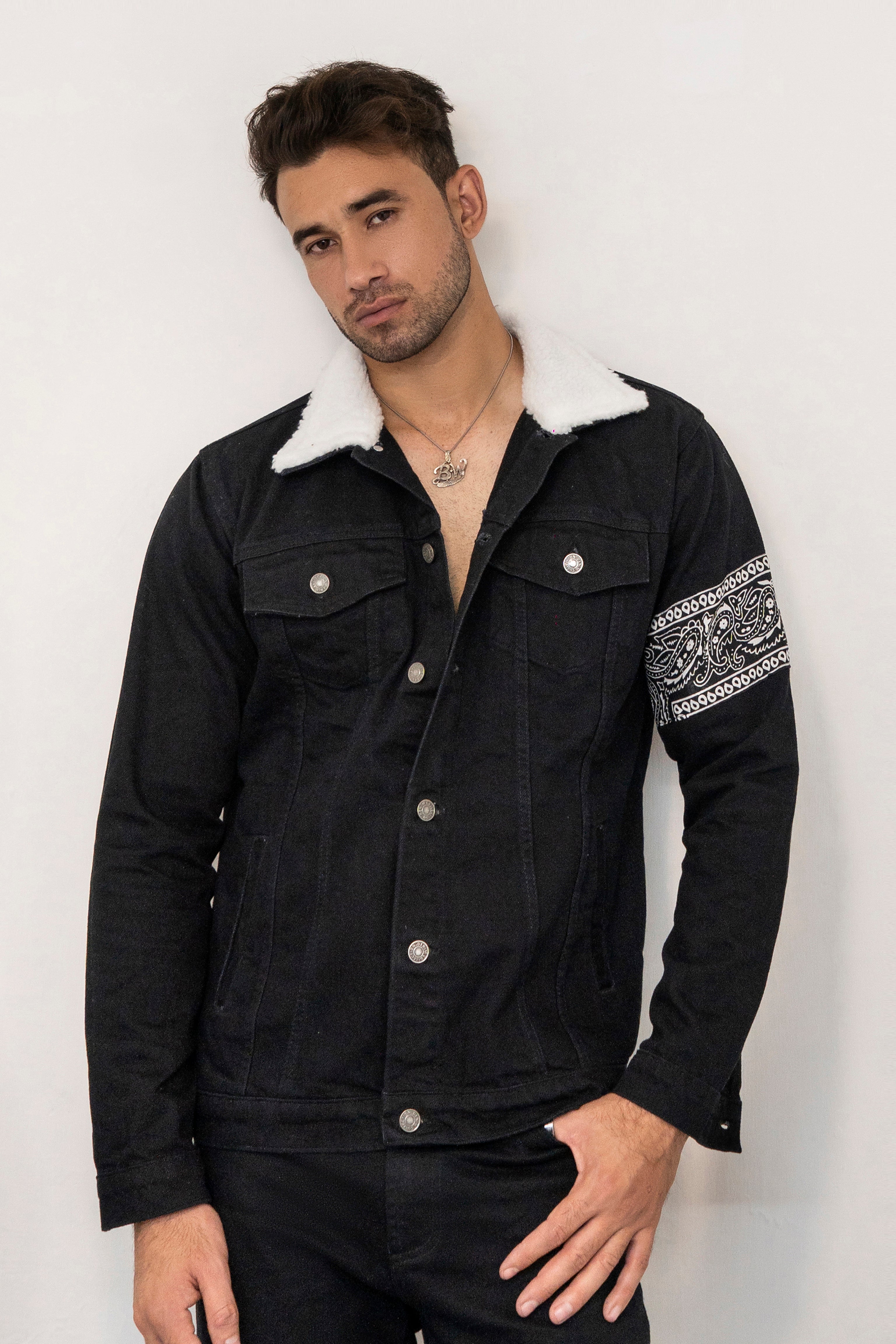 Black Bandana Denim Jacket