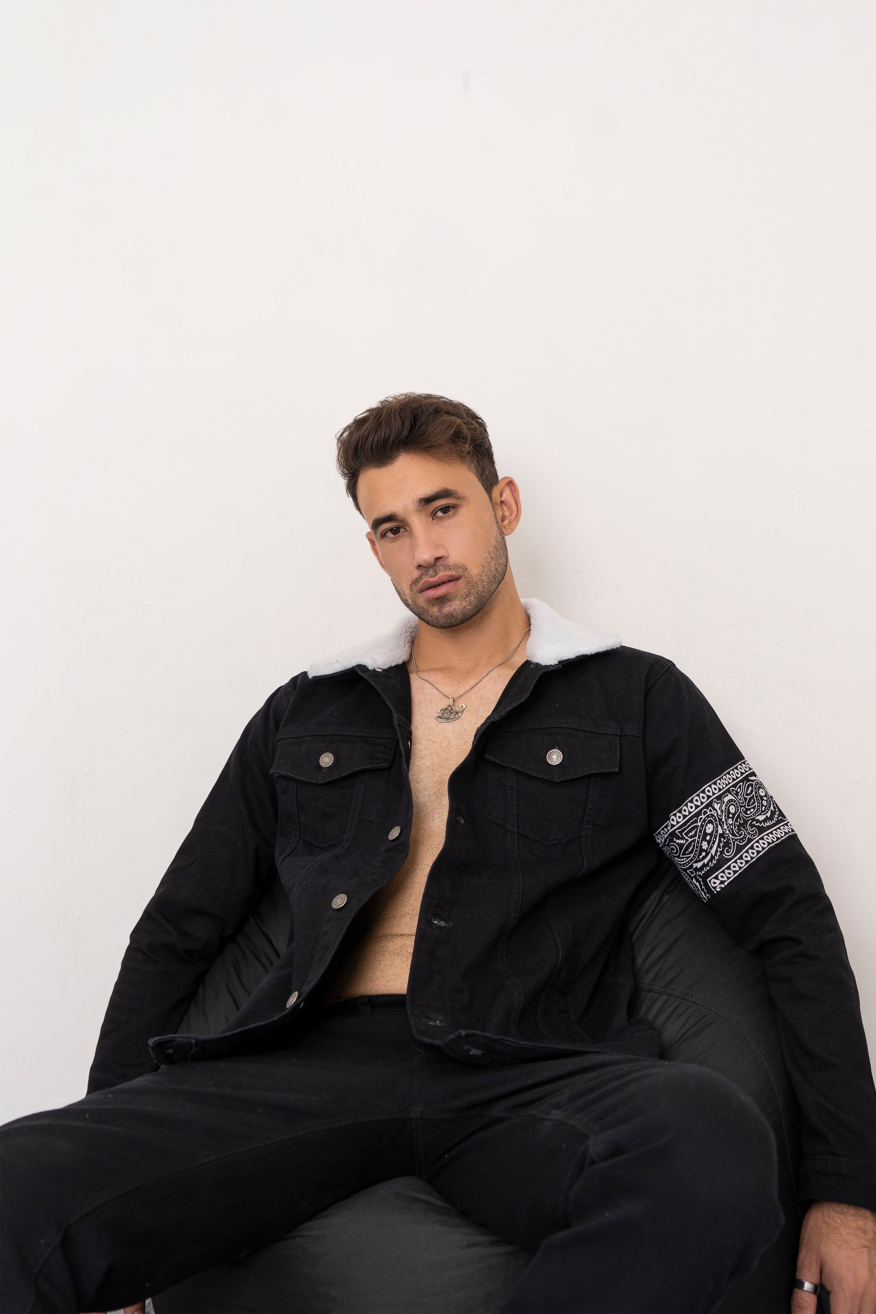 Black Bandana Denim Jacket