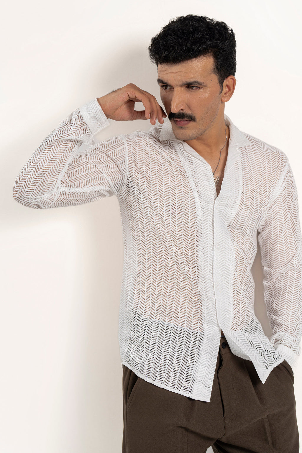Threadline White Crochet Shirt