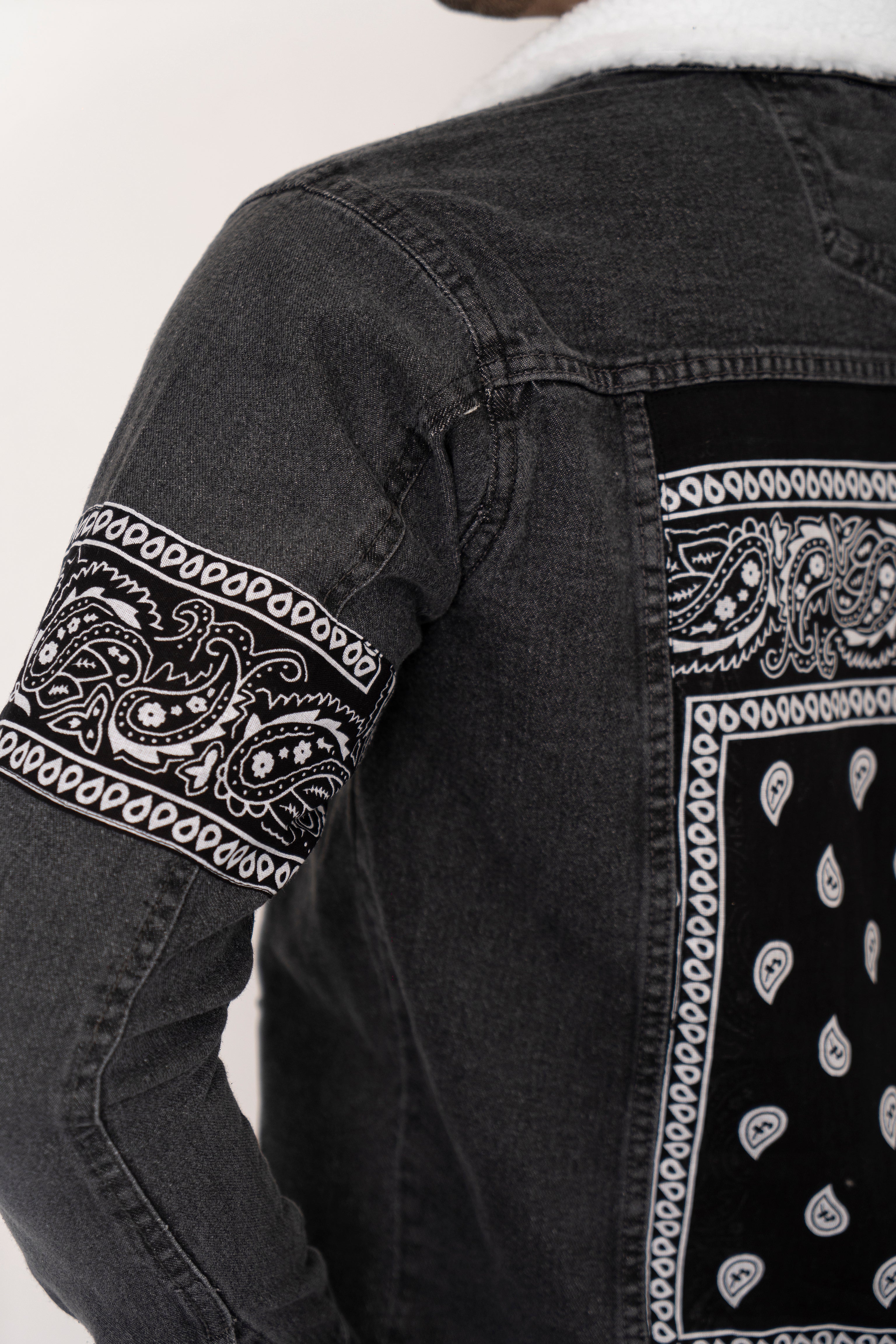 Grey Bandana Denim Jacket