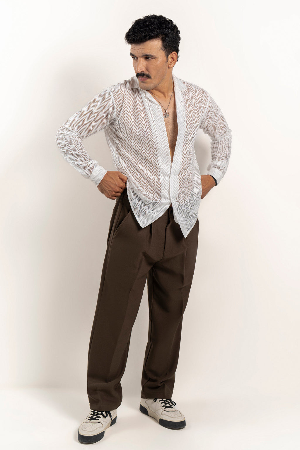 Threadline White Crochet Shirt