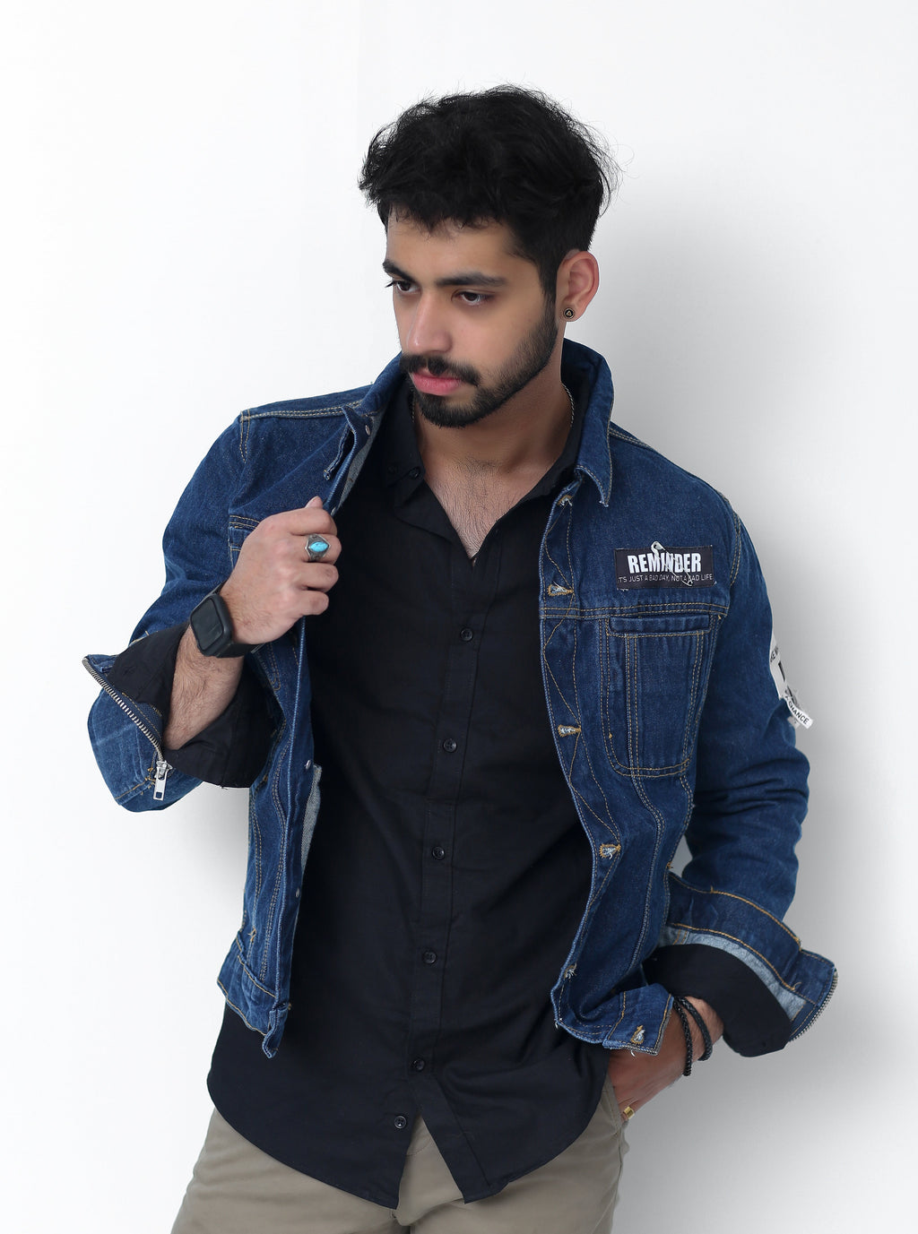 Blue Patchy Denim Jacket