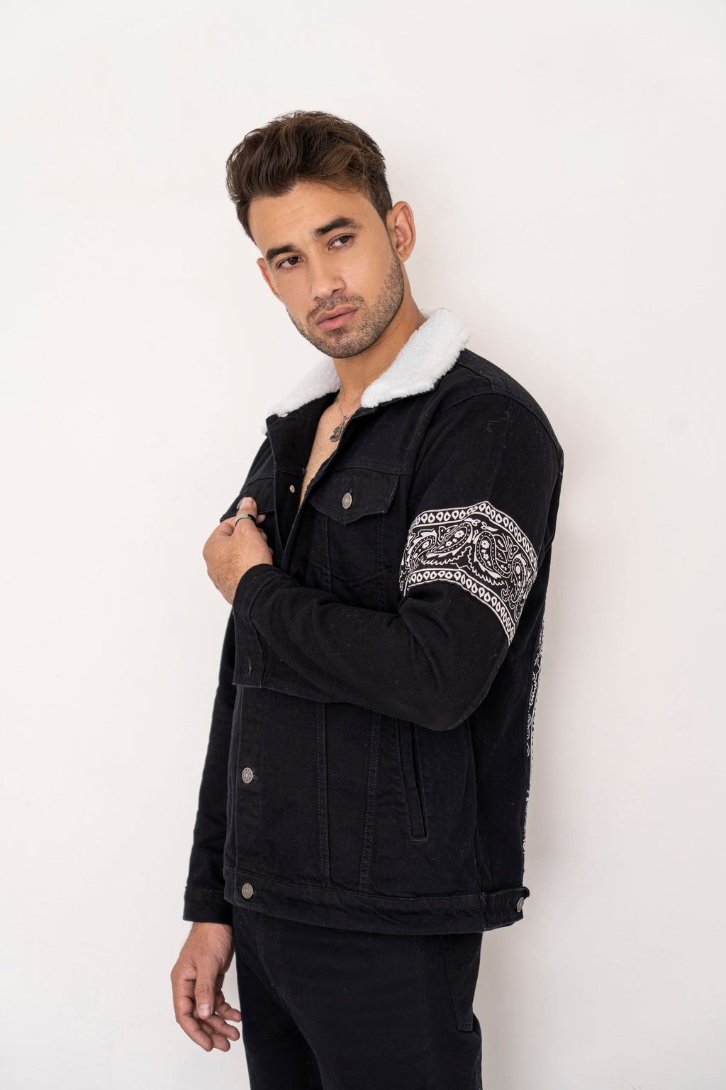 Black Bandana Denim Jacket