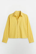 SOLÉA Lemon Striped Cropped Shirt - Full sleeves