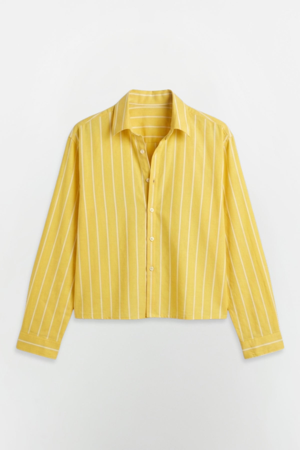 SOLÉA Lemon Striped Cropped Shirt - Full sleeves