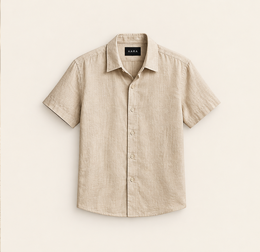 Sand Beige Linen Shirt |  A A R A SIGNATURE