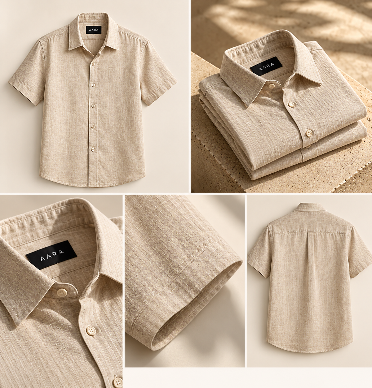 Sand Beige Linen Shirt |  A A R A SIGNATURE