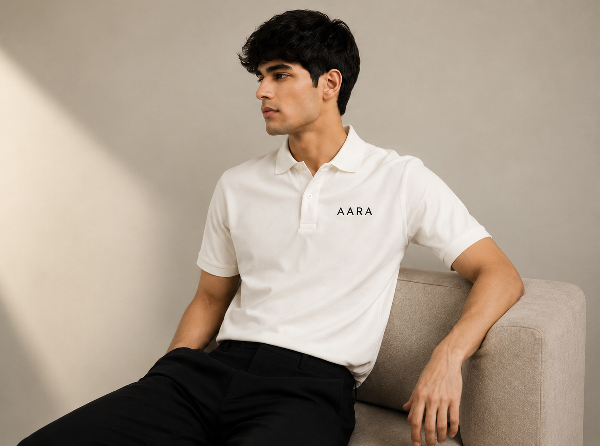 AARA Essential White Polo Shirt – Premium Comfort Fit