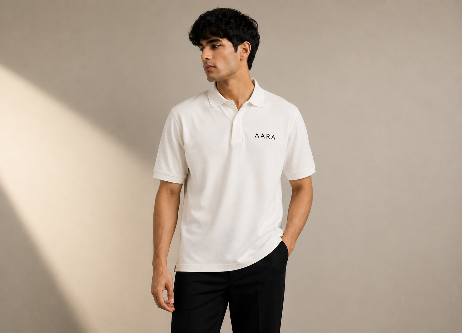 AARA Essential White Polo Shirt – Premium Comfort Fit