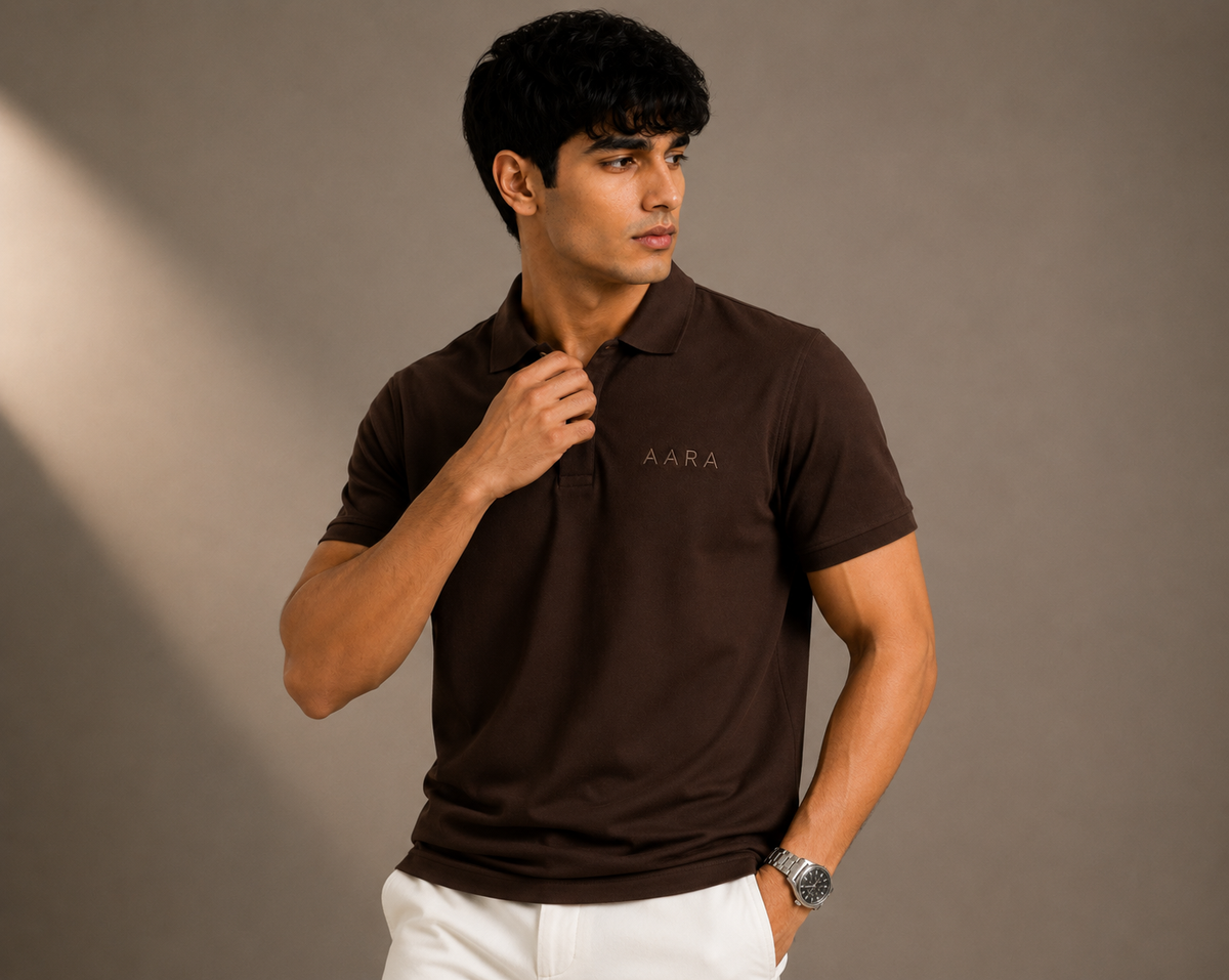 AARA Signature Brown Polo Shirt – Premium Smart Fit