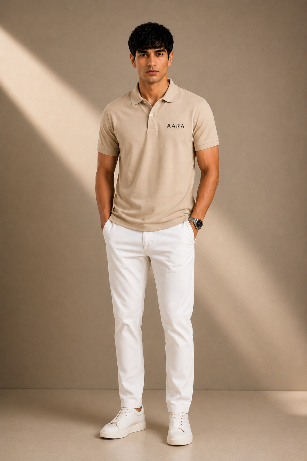 AARA Sand Beige Polo Shirt – Signature Walking Edition