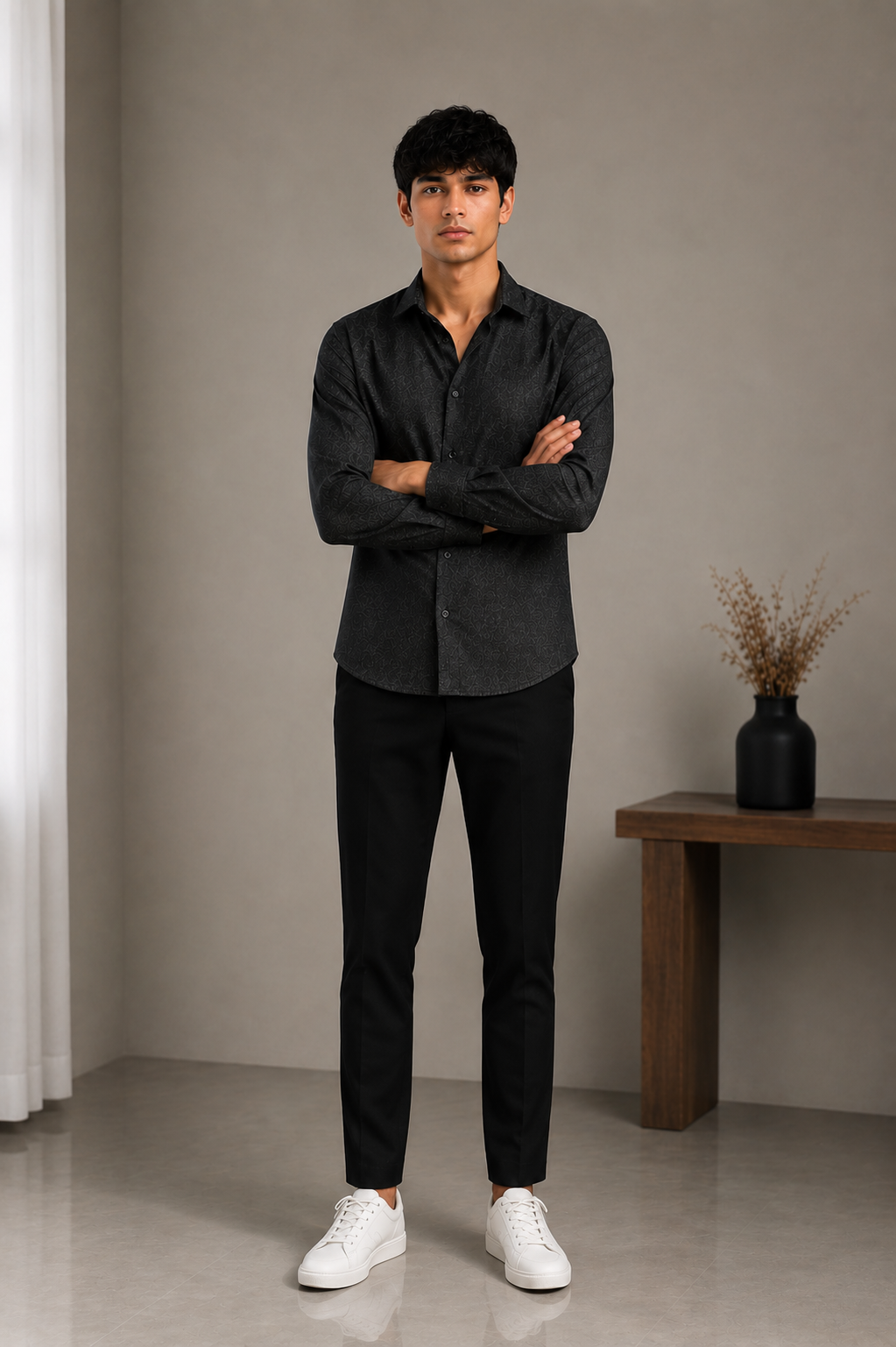 SOLÉA Grey Cropped Shirt