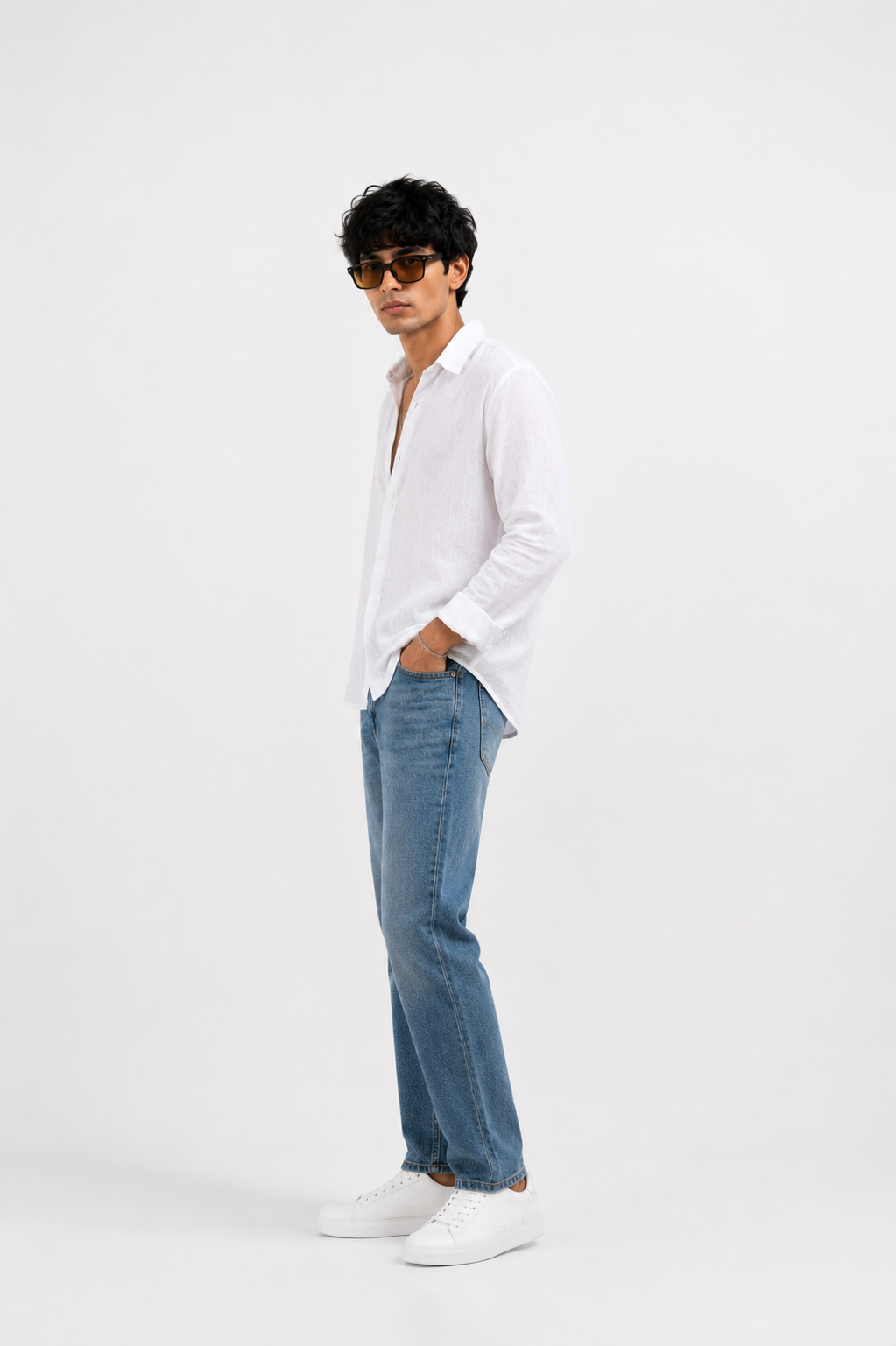 SOLÉA White Textured Cropped Shirt