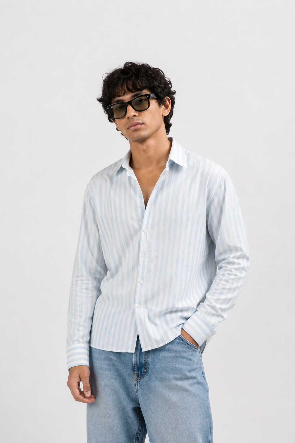 SOLÉA Sea Striped Cropped Shirt - Full Sleeves