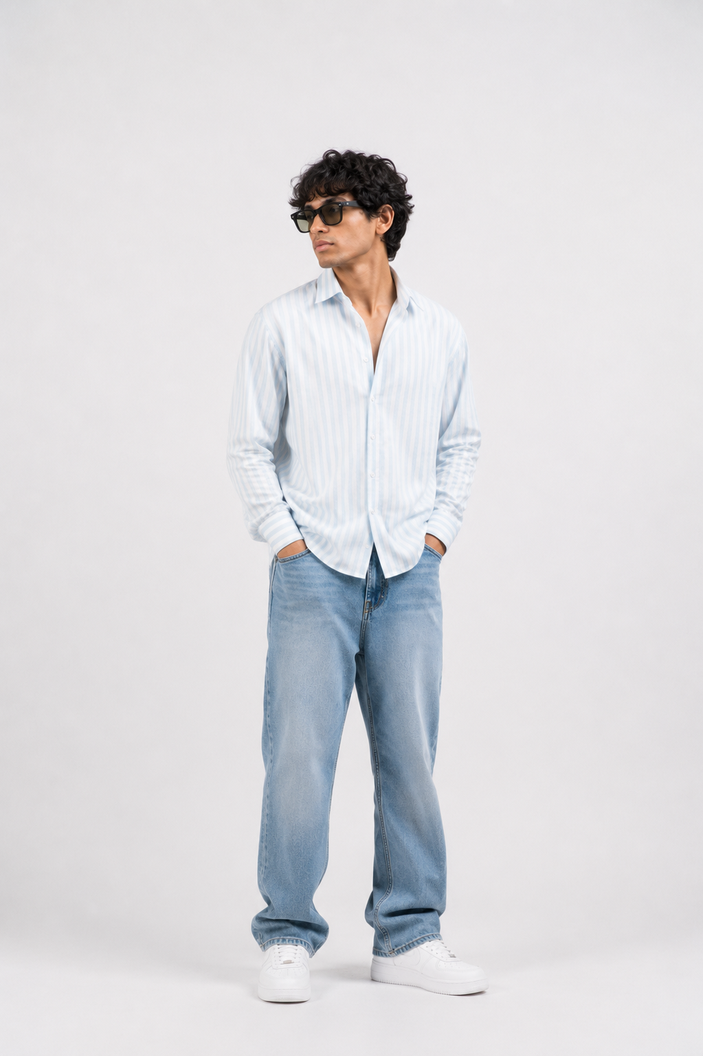 SOLÉA Sea Striped Cropped Shirt - Full Sleeves