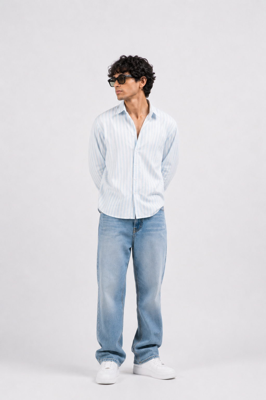 SOLÉA Sea Striped Cropped Shirt - Full Sleeves