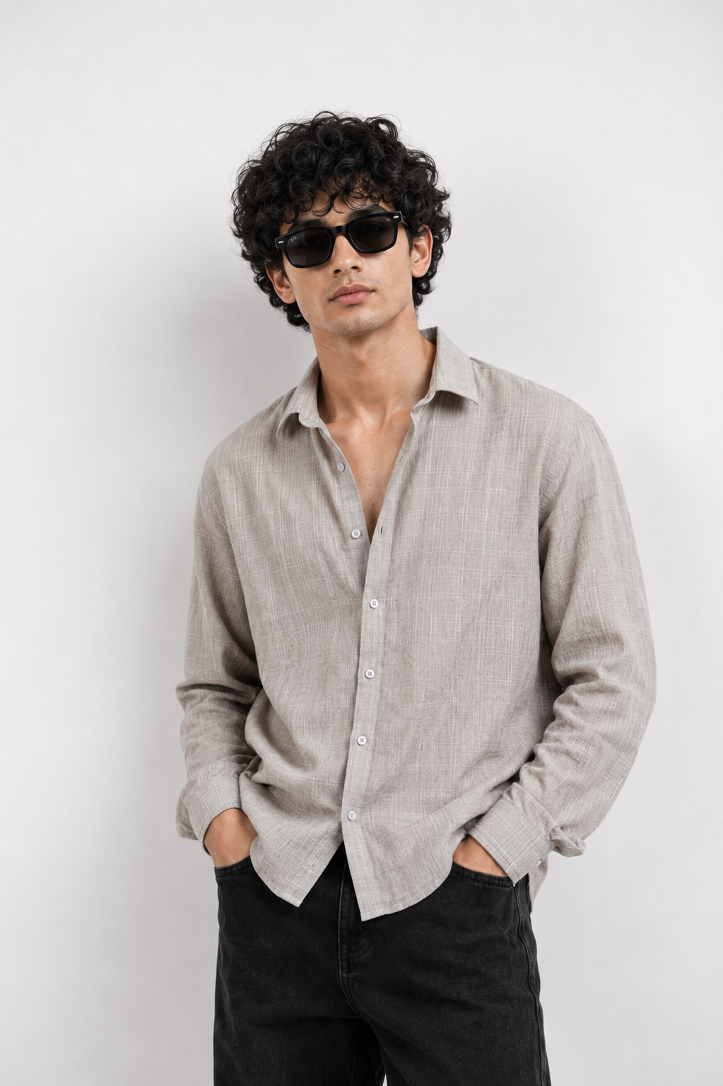 SOLÉA Grey Check Cropped Shirt