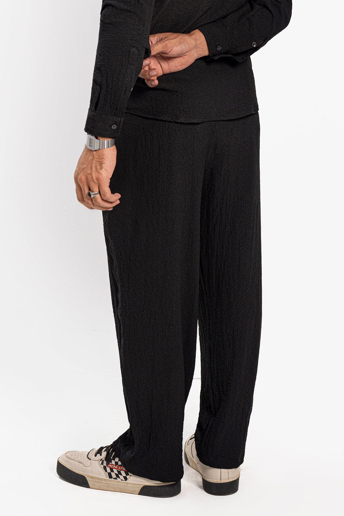 Noir Creased Trouser Pants