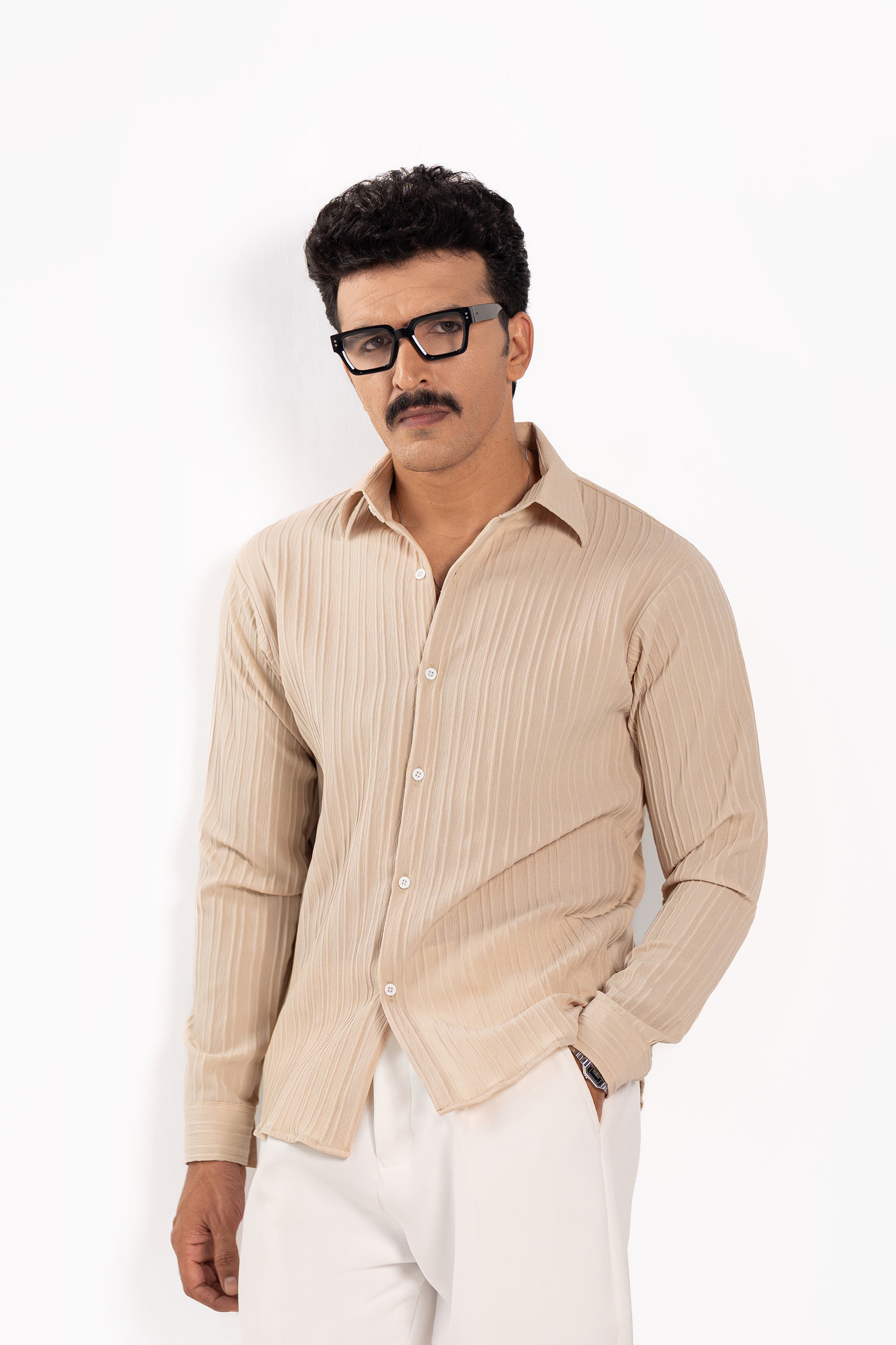 Beige Threaded Shirt - FS