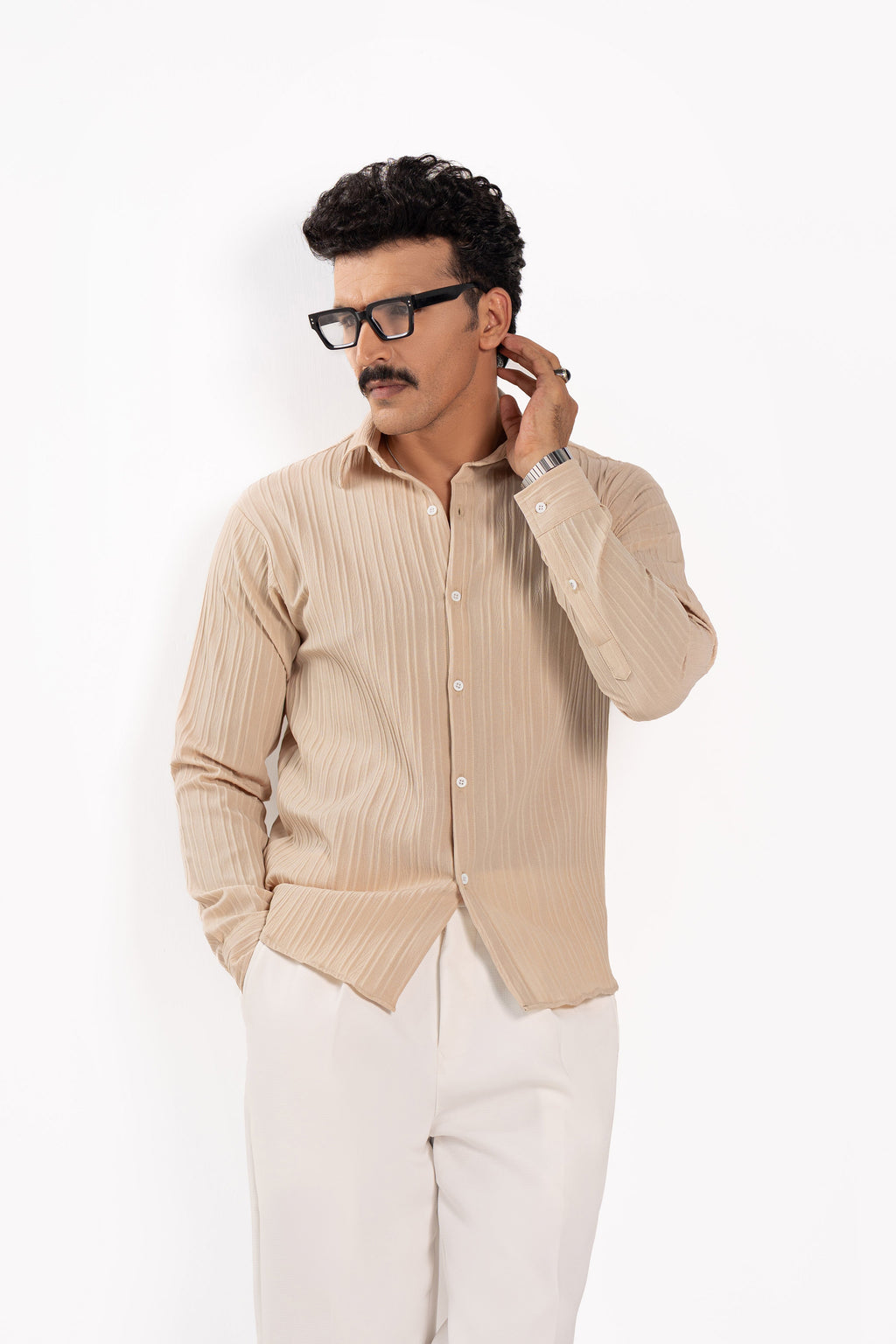Beige Threaded Shirt - FS