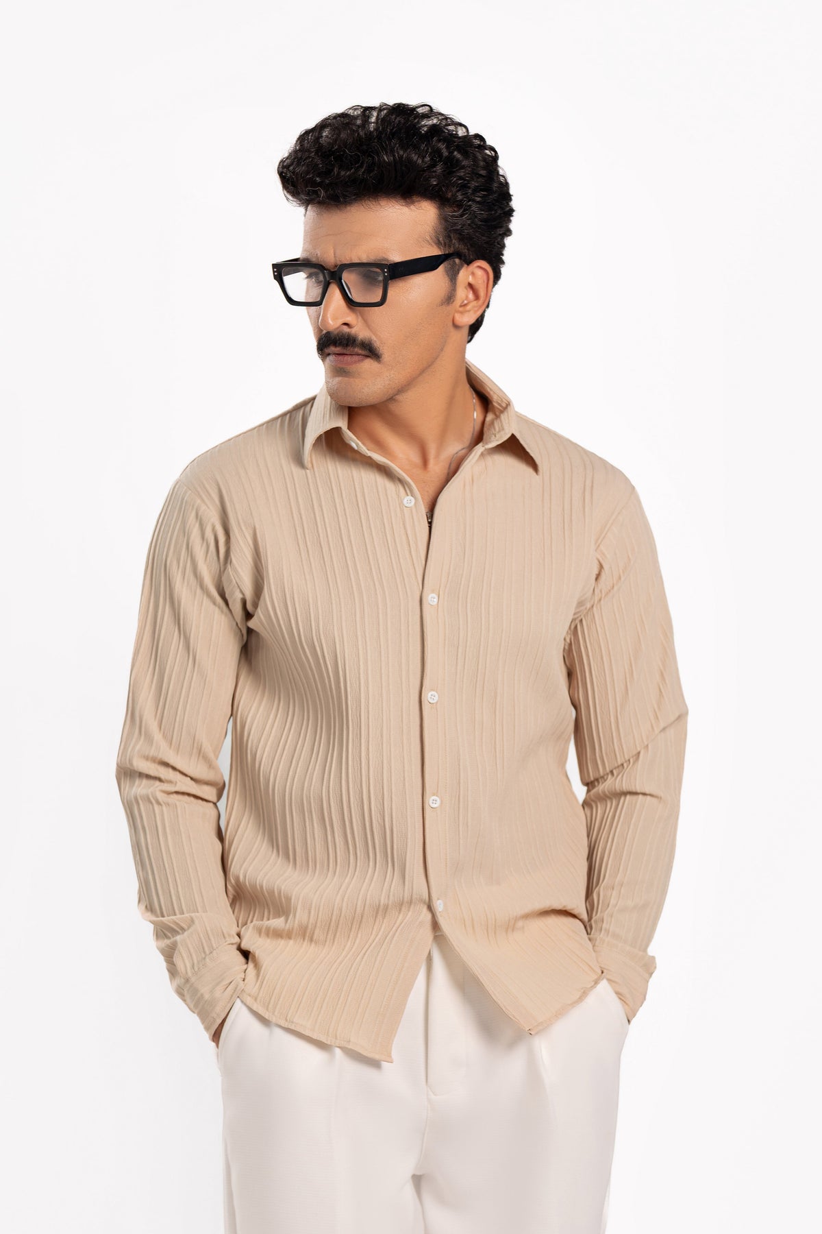 Beige Threaded Shirt - FS