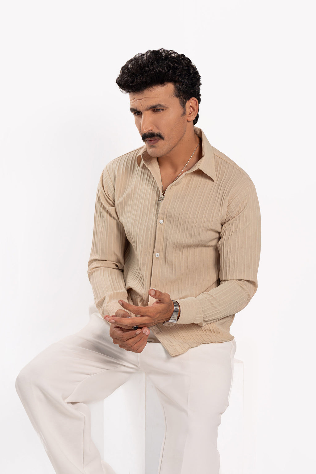 Beige Threaded Shirt - FS