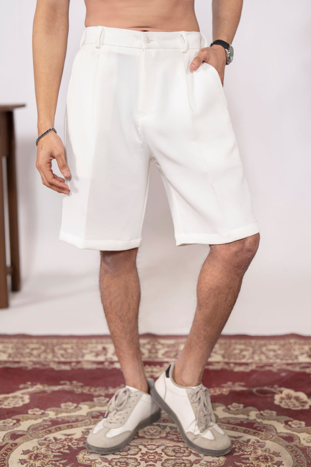 Linea Italian Textured Pleated Shorts