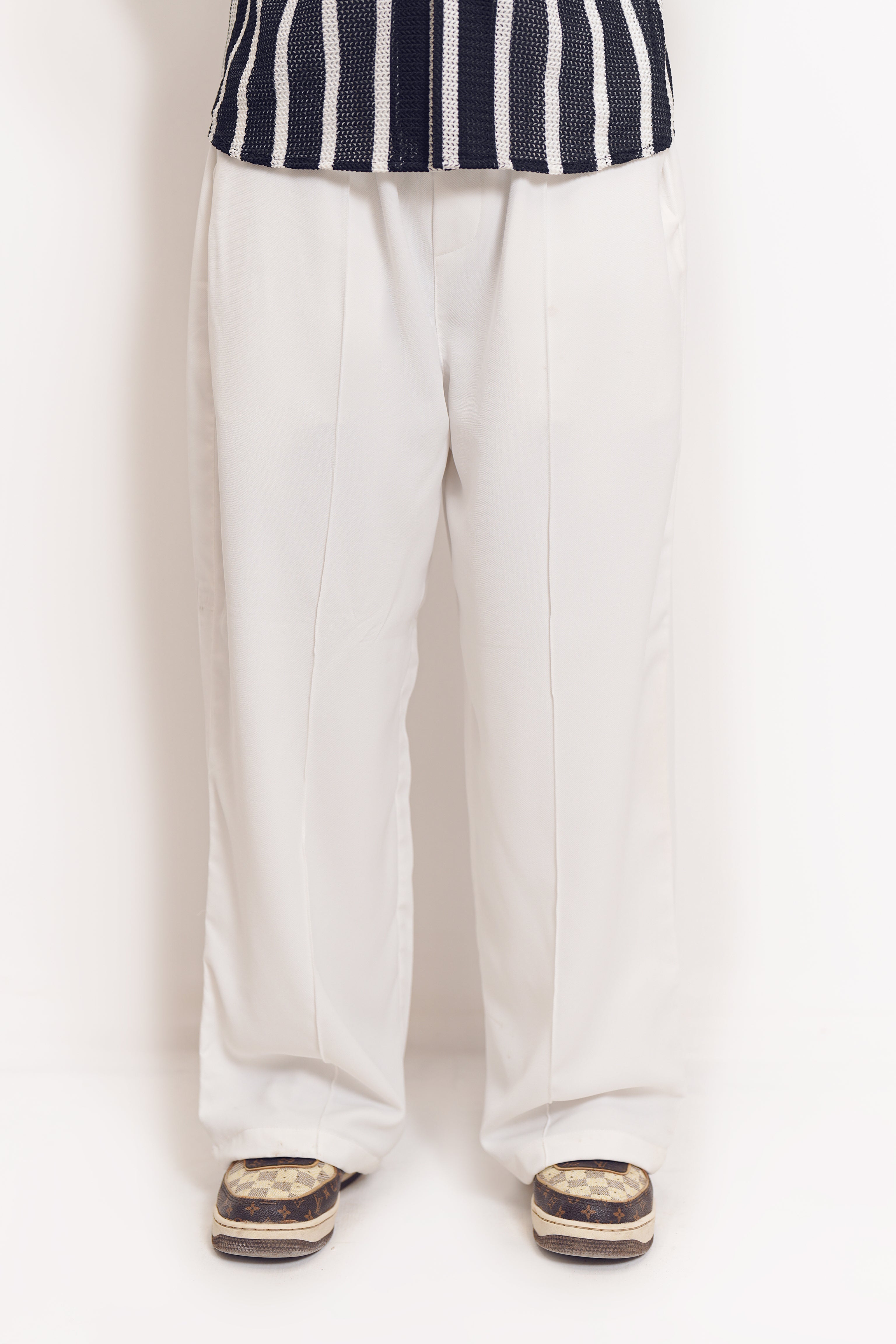 White Pintex Trouser Pants