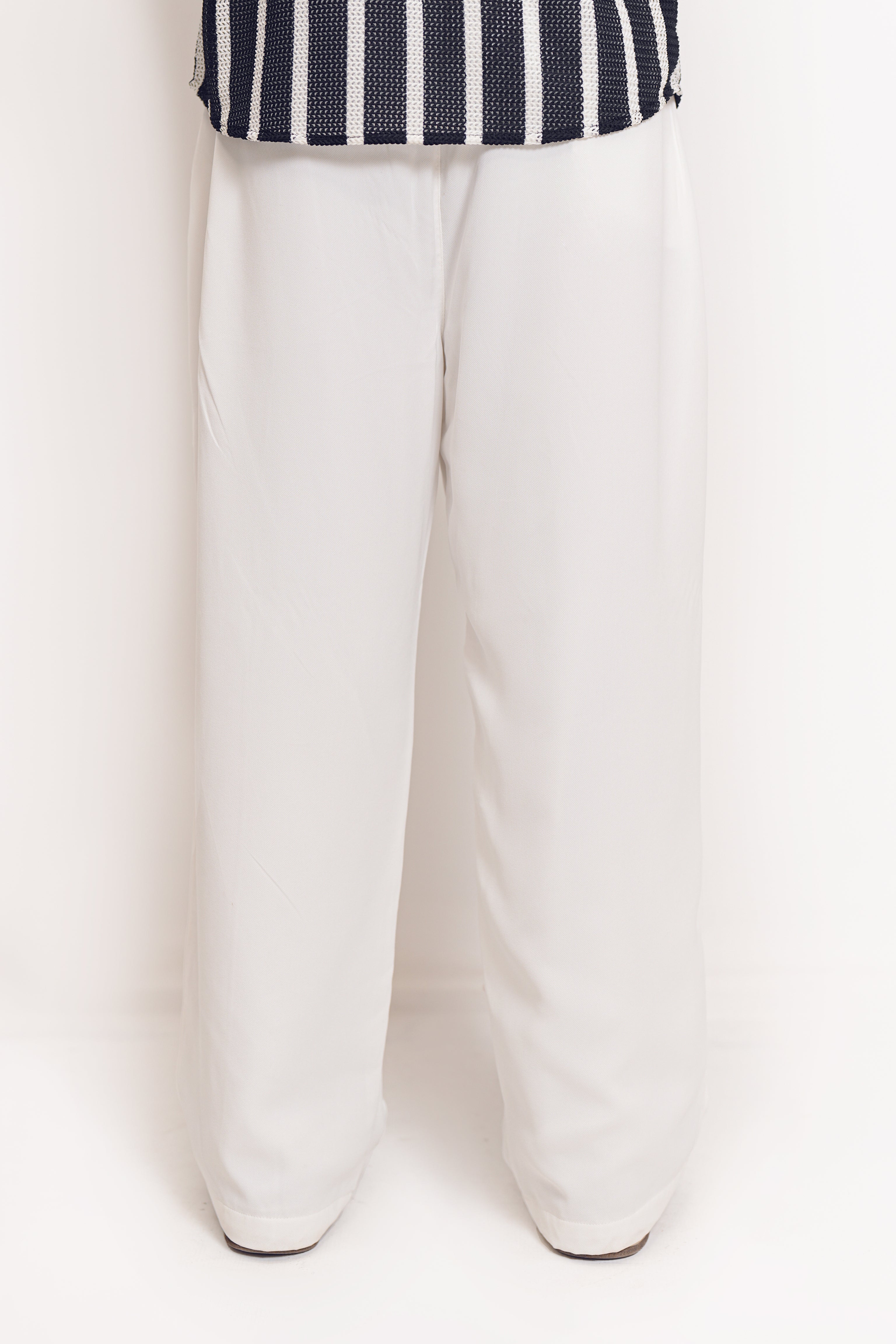 White Pintex Trouser Pants