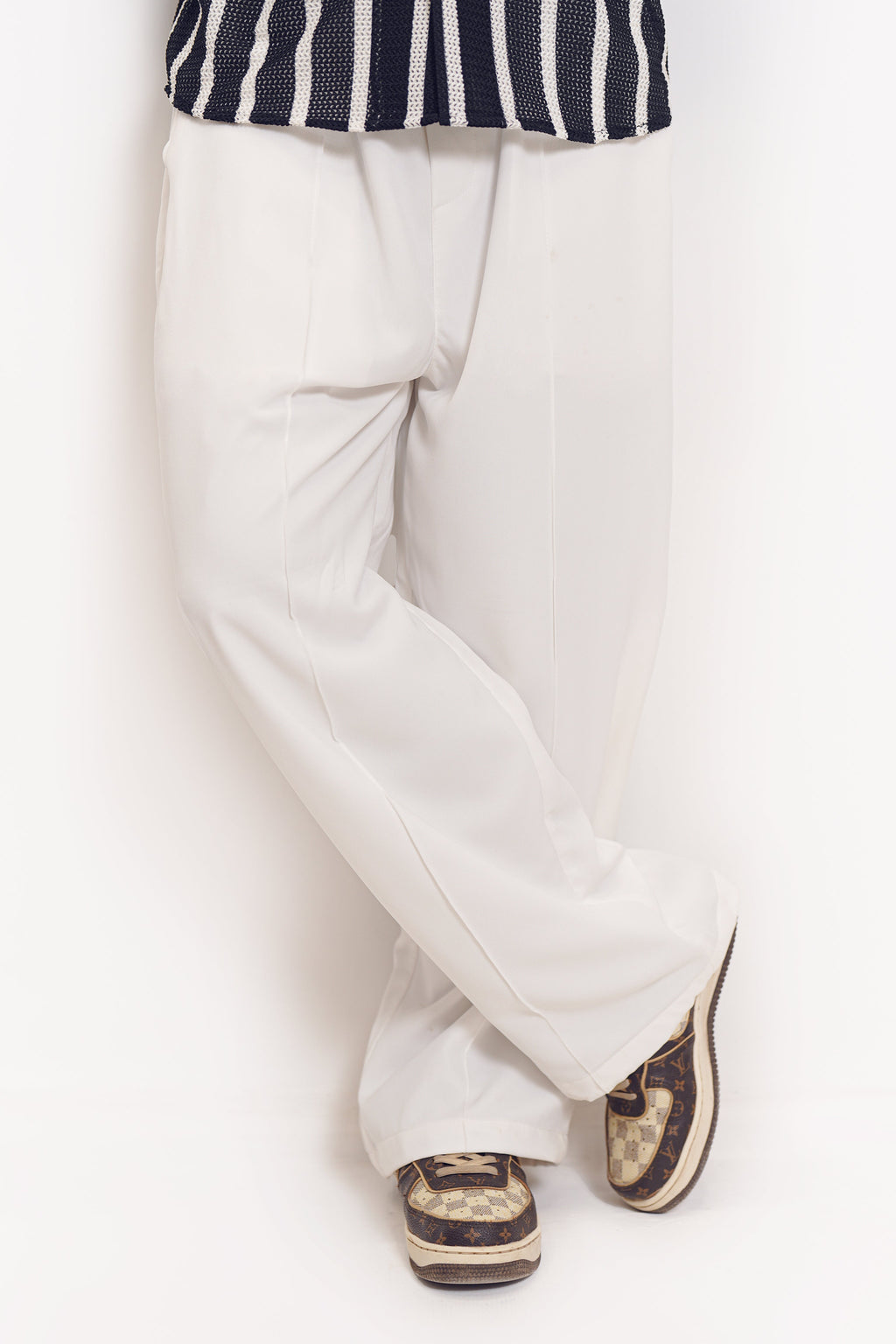 White Pintex Trouser Pants