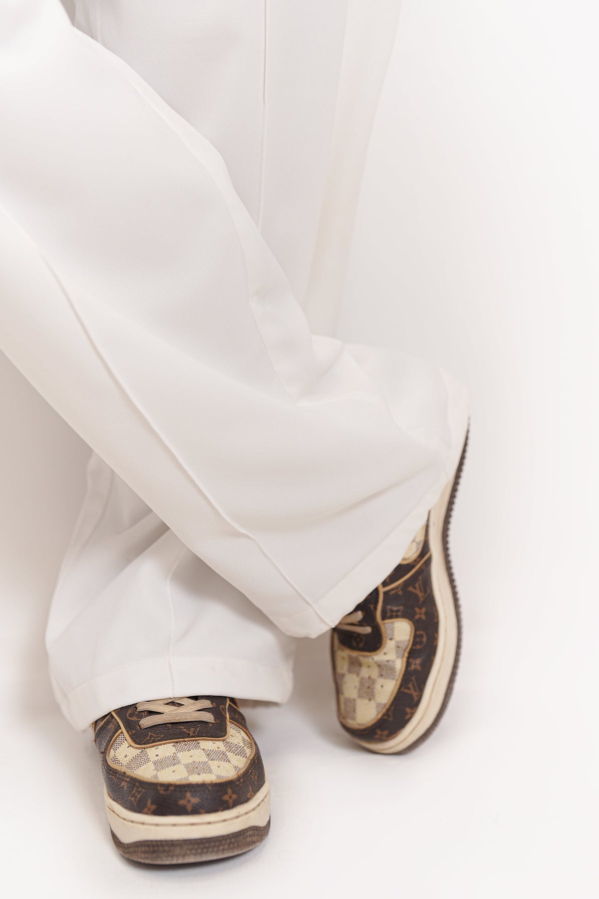 White Pintex Trouser Pants