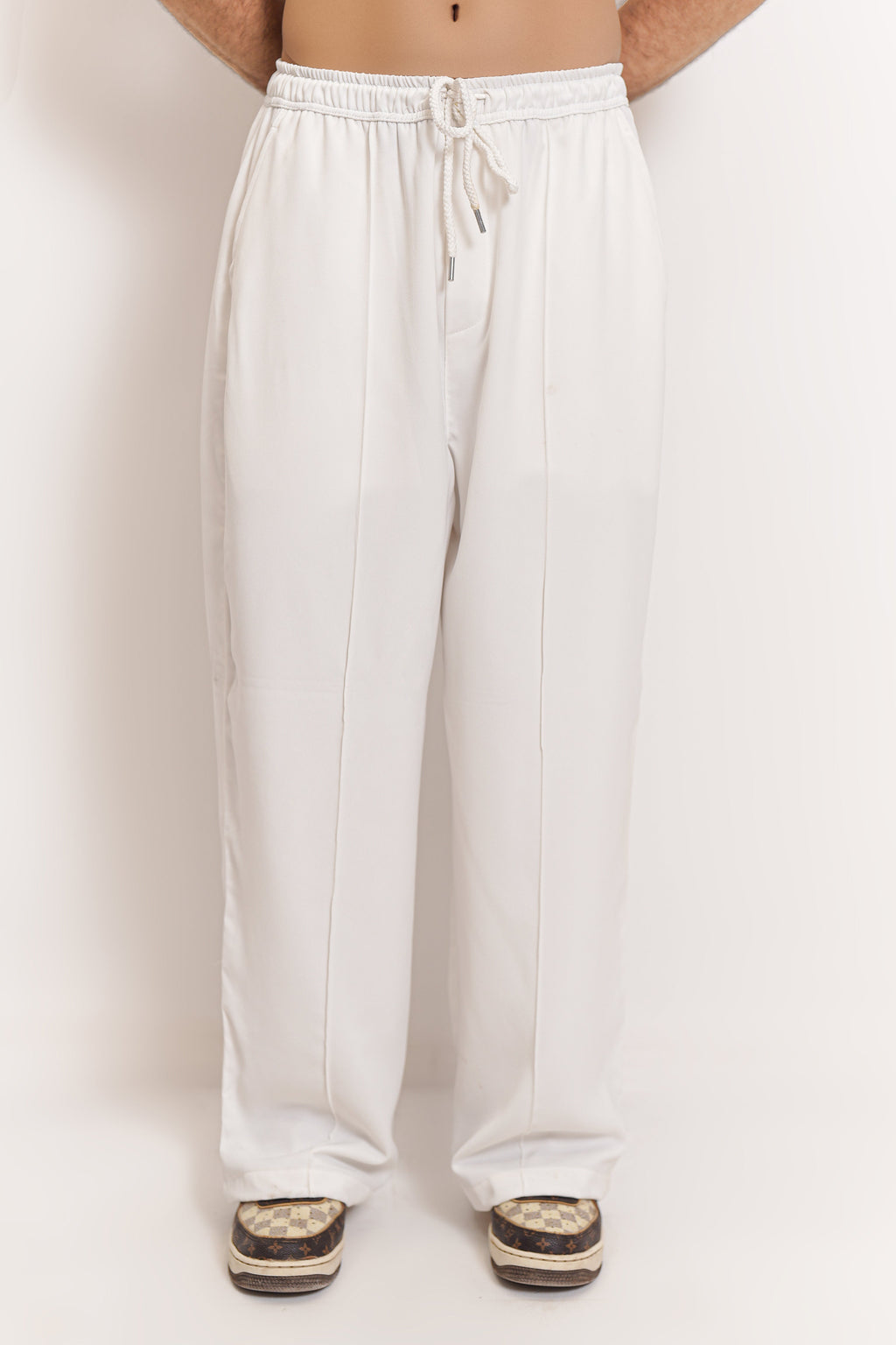 White Pintex Trouser Pants