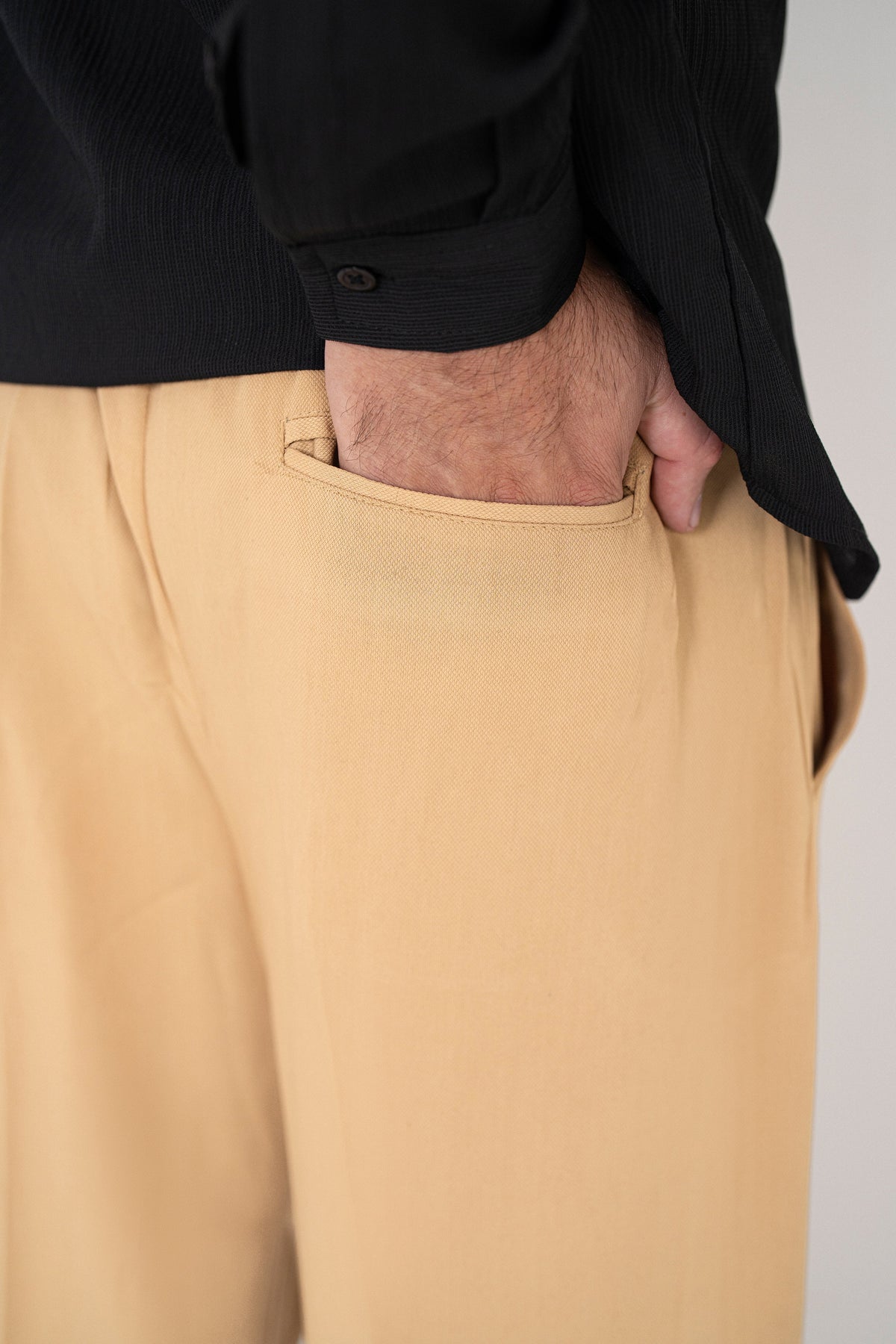Latte Textured Pleated Pants